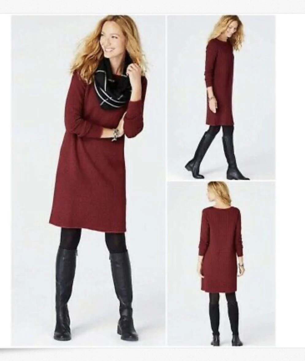 Women’s Italian Wool Cashmere Sweater Dress Small Raspberry Tunic by J Jill - Image 3