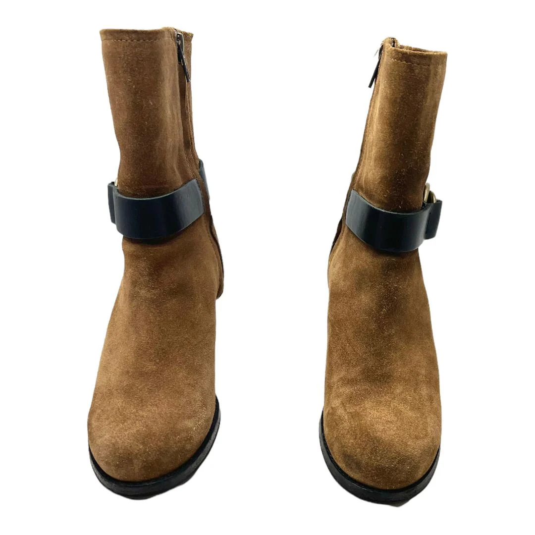 Womens Addie Harness Mid Chestnut Suede Fashion Boots Brass Hardware Sz 7b by Frye - Image 3