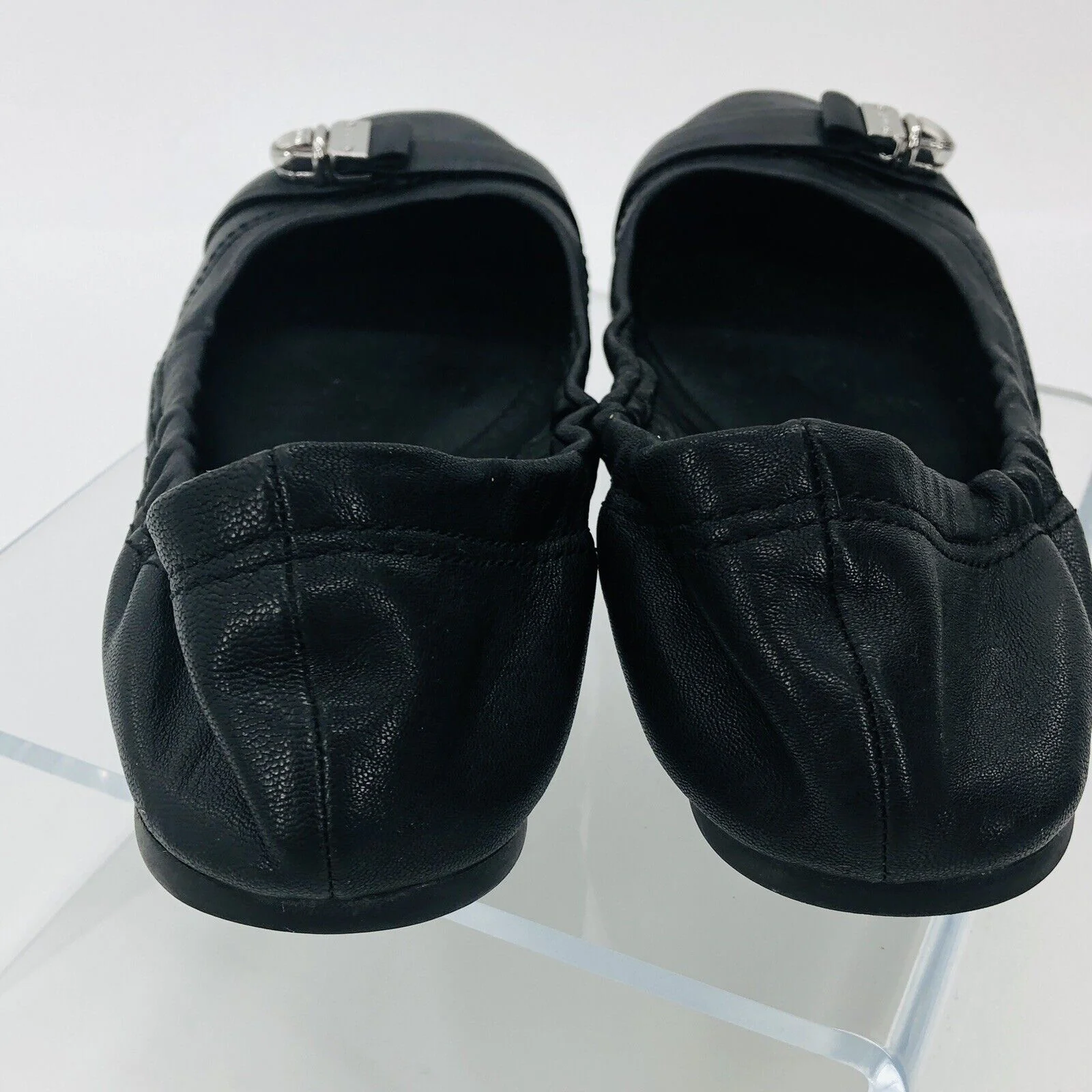 Womens Ballet Shoe Delphine Black Leather Push Lock Ballet Flats Size 5 B by Coach - Image 4