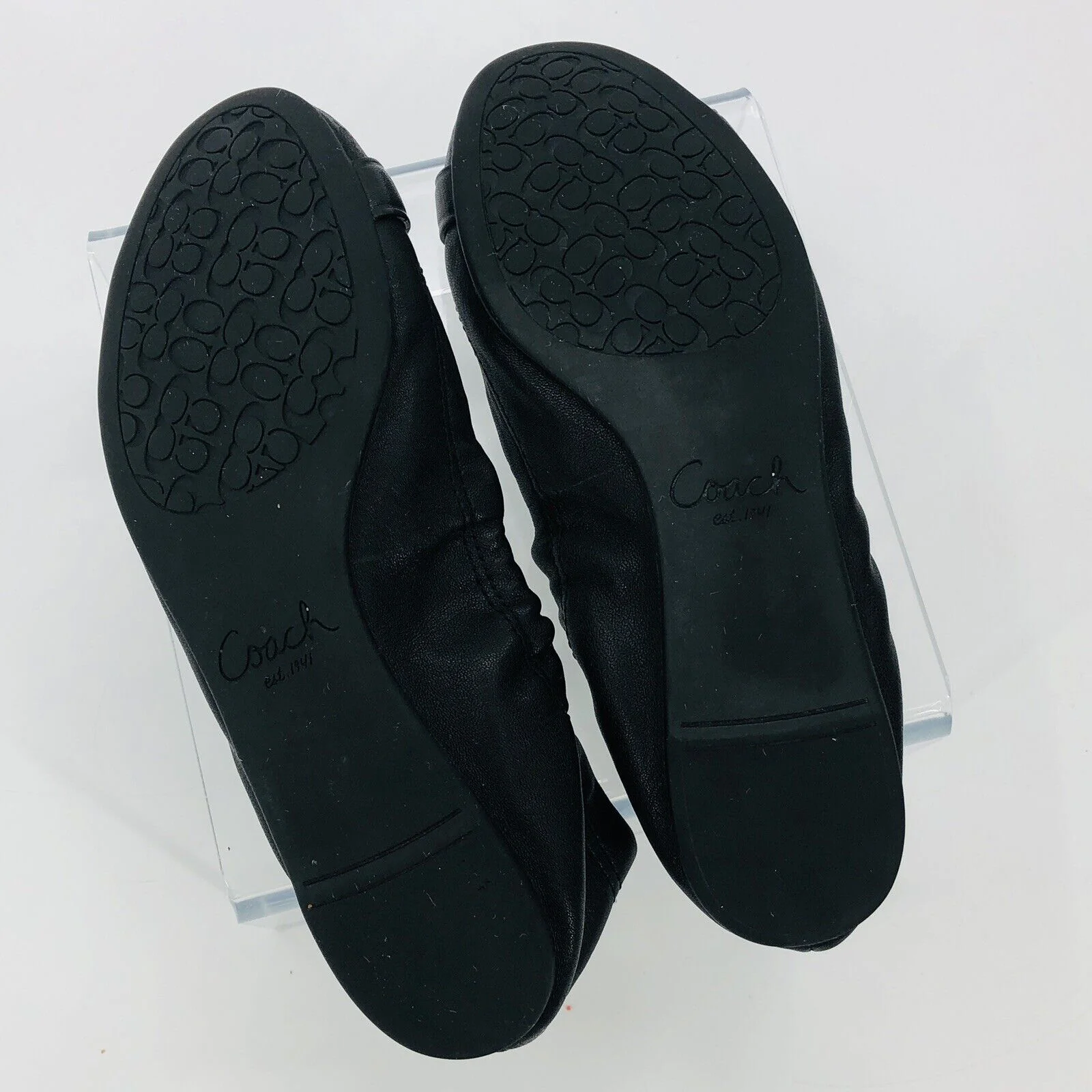 Womens Ballet Shoe Delphine Black Leather Push Lock Ballet Flats Size 5 B by Coach - Image 5