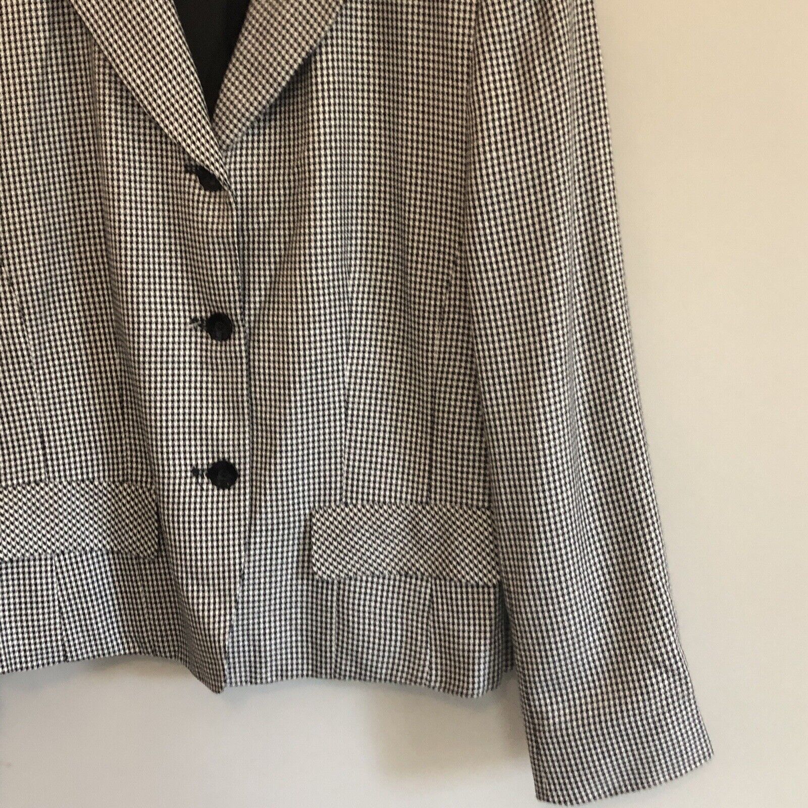 Womens Blazer Vintage Silk Blend Houndstooth Black White Size 12 Usa by Pendleton - Image 6