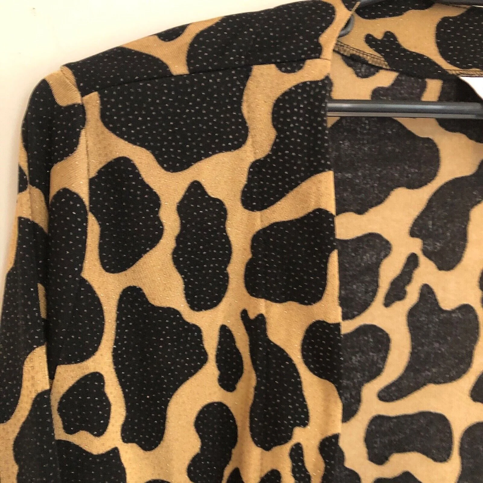 Womens Cardigan 1x Animal Cheetah Print Beaded Safari Sweater by Quacker Factory - Image 6