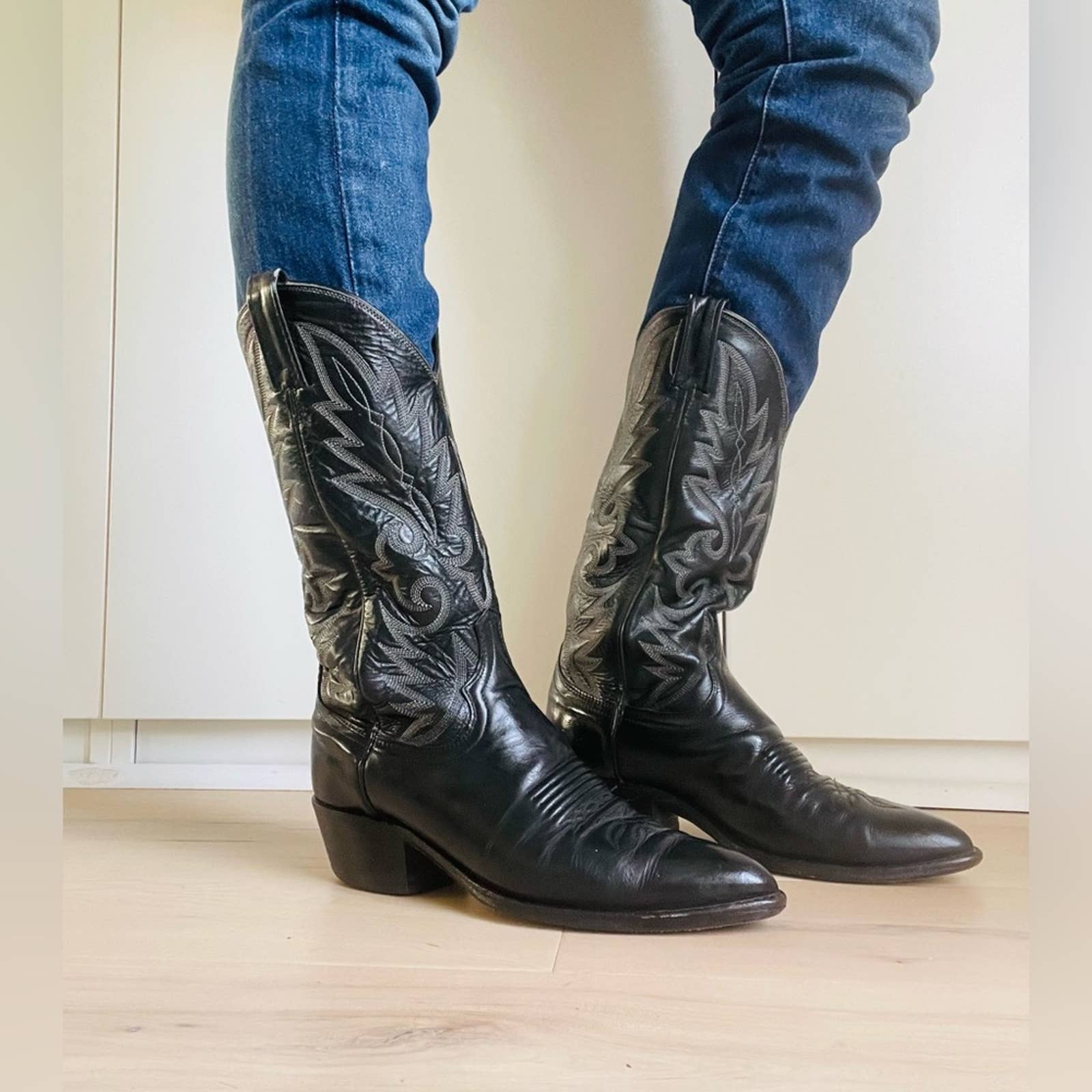 Womens Cowbot Boots Black Size Mens 7 Womens 8. 5 Western Unisex Usa by Dan Post - Image 12