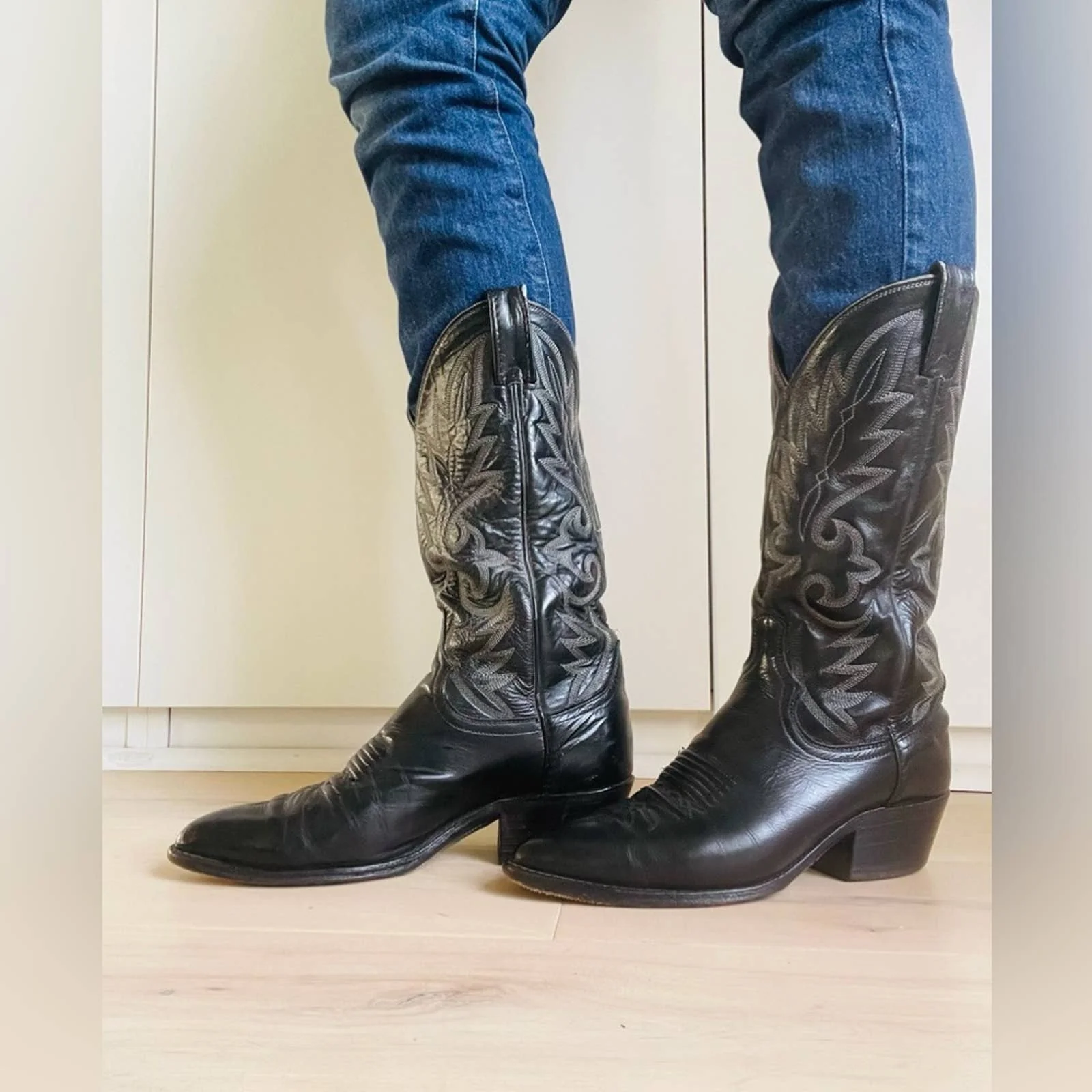 Womens Cowbot Boots Black Size Mens 7 Womens 8. 5 Western Unisex Usa by Dan Post - Image 14