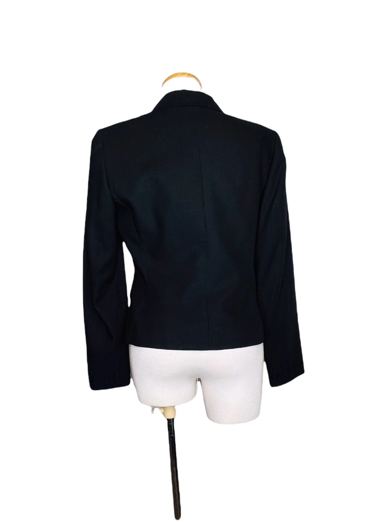 Womens Hand Beaded Black Blazer Laser Cut Accents Size 6 by Tahari - Image 2