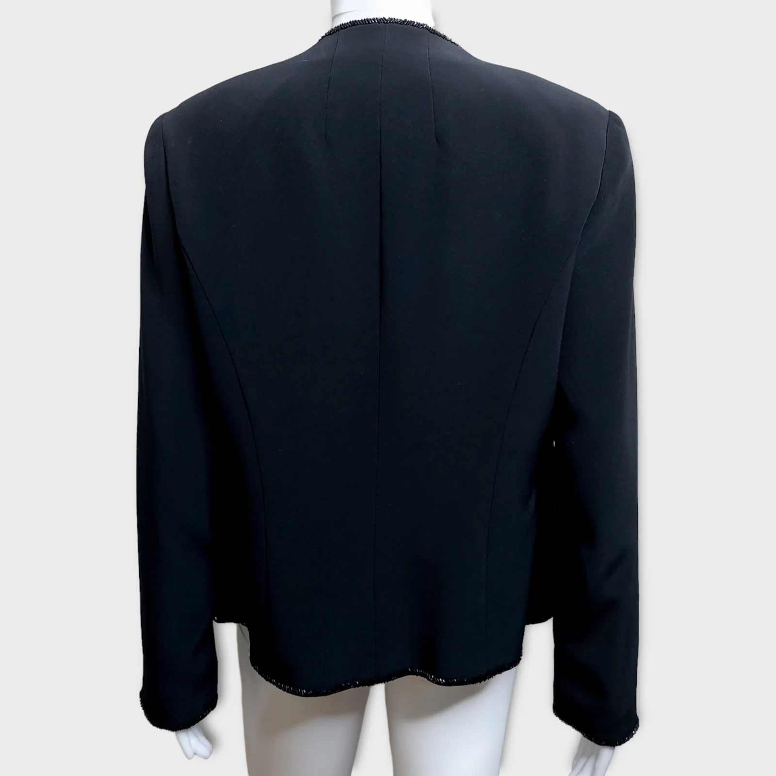 Womens Jacket Black Beaded Trim Size 10 Vintage 90s Blazer Evening by Bob Mackie - Image 2