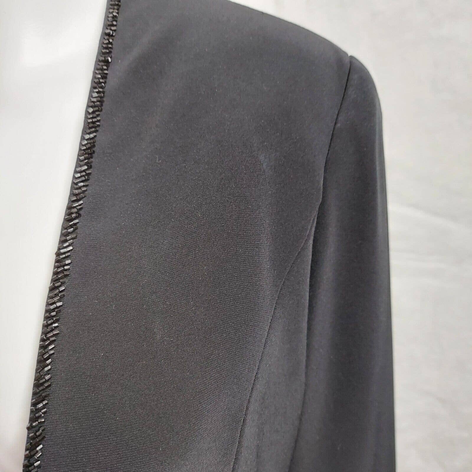 Womens Jacket Black Beaded Trim Size 10 Vintage 90s Blazer Evening by Bob Mackie - Image 4