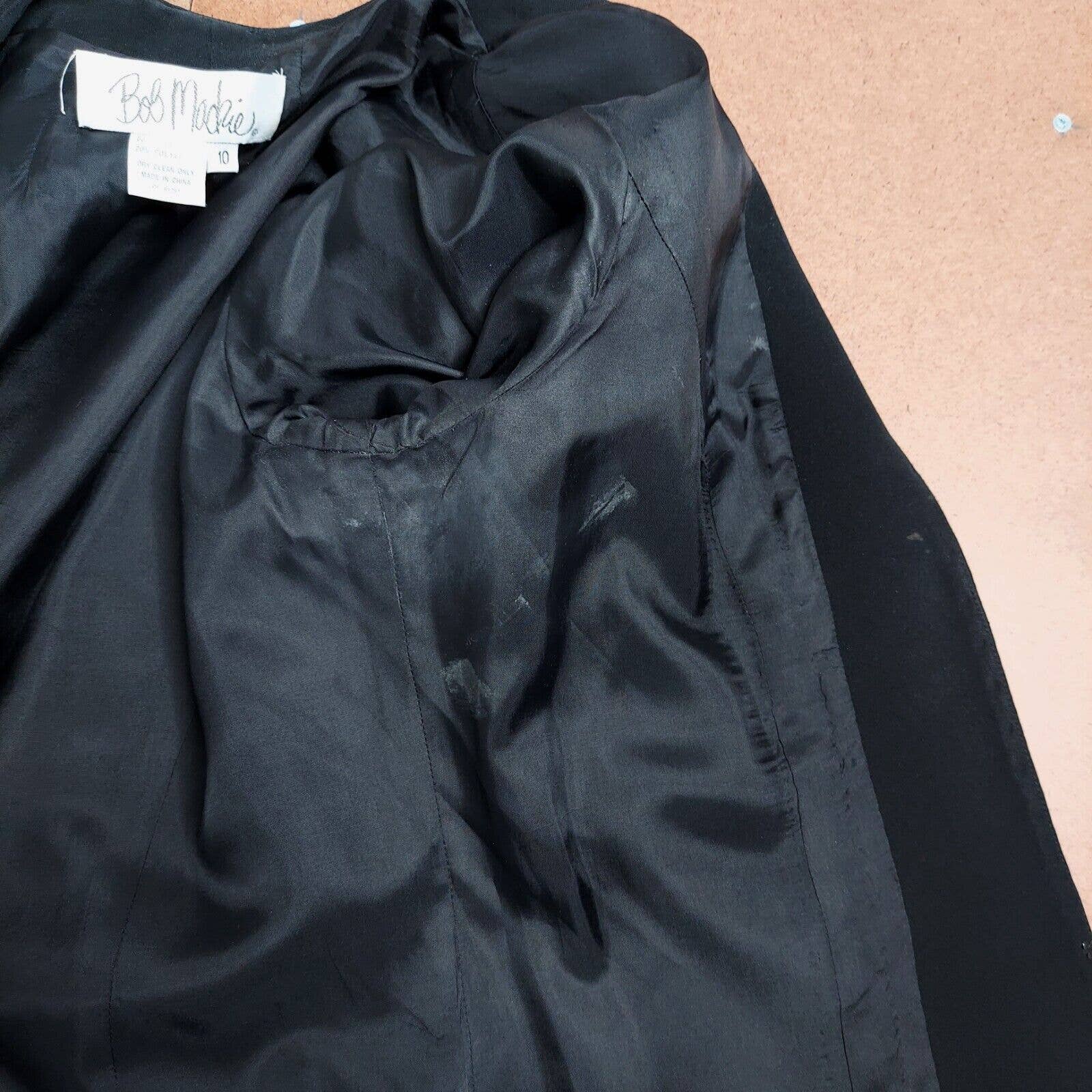 Womens Jacket Black Beaded Trim Size 10 Vintage 90s Blazer Evening by Bob Mackie - Image 6