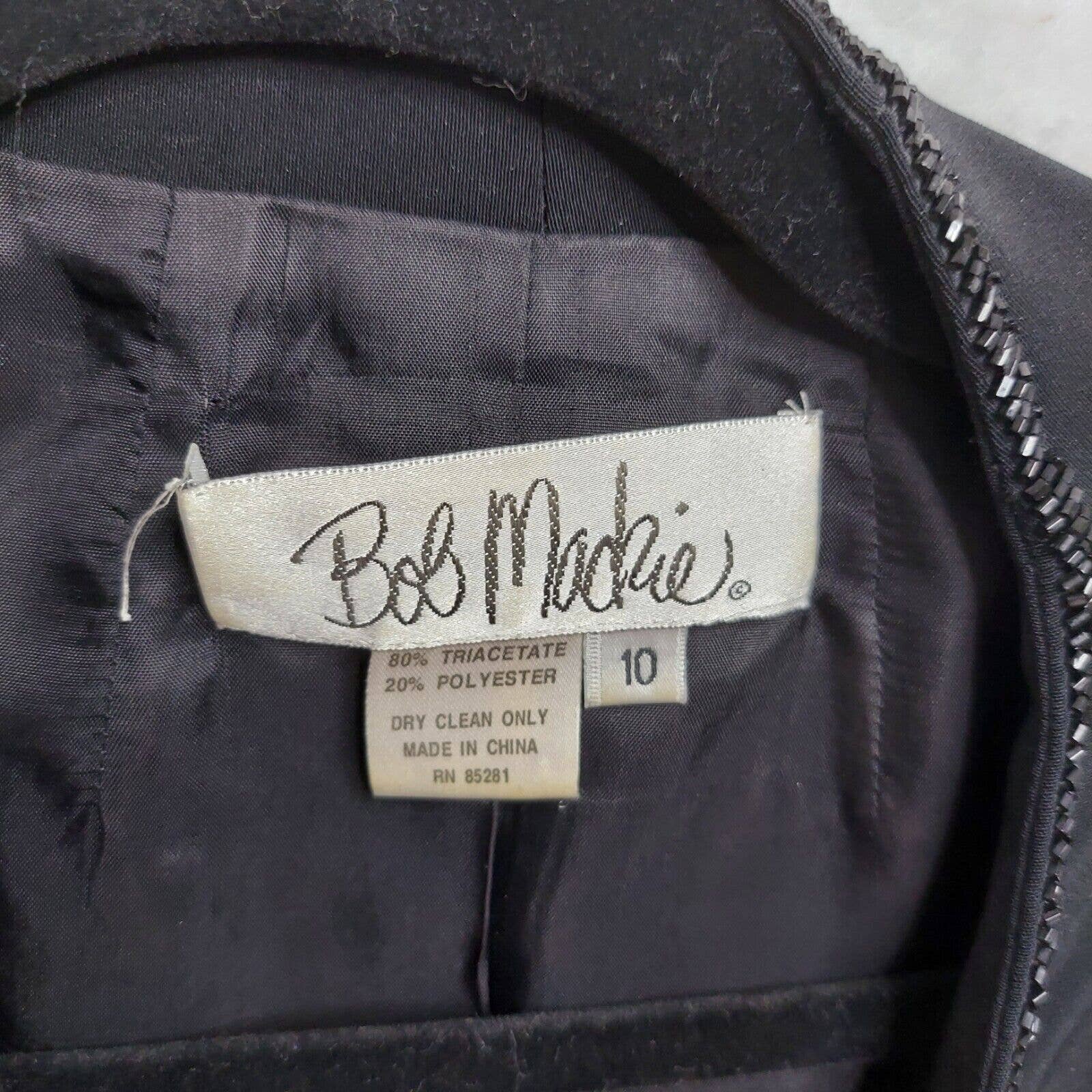 Womens Jacket Black Beaded Trim Size 10 Vintage 90s Blazer Evening by Bob Mackie - Image 7