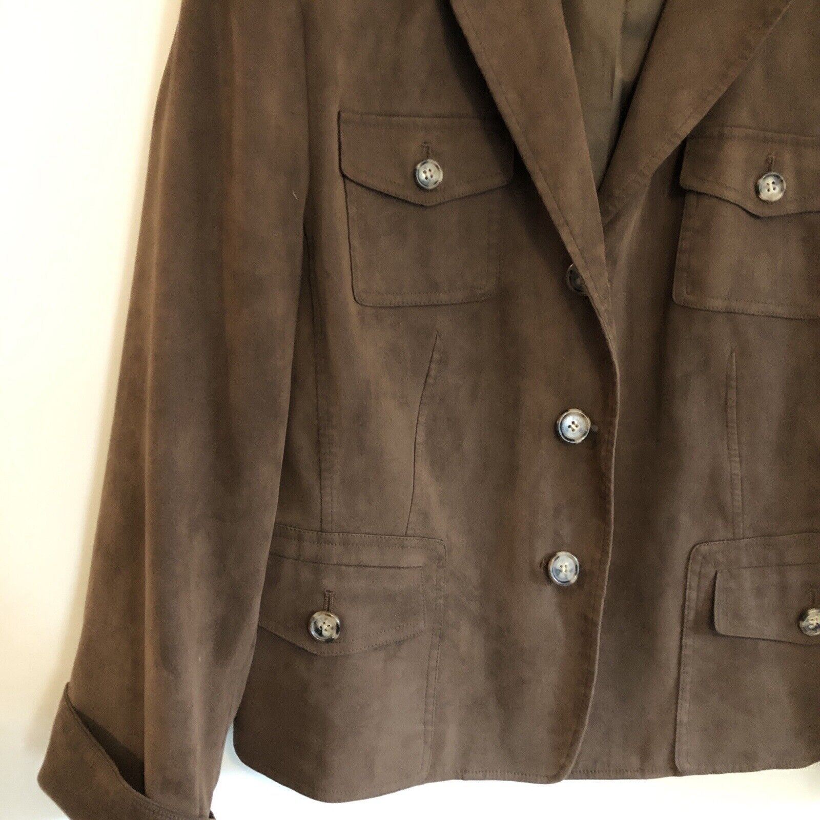 Womens Jacket Faux Suede Brown Size 16 Stretchy Fall Color Lightweight by Talbots - Image 10