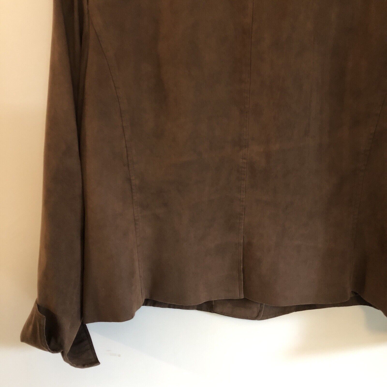 Womens Jacket Faux Suede Brown Size 16 Stretchy Fall Color Lightweight by Talbots - Image 11