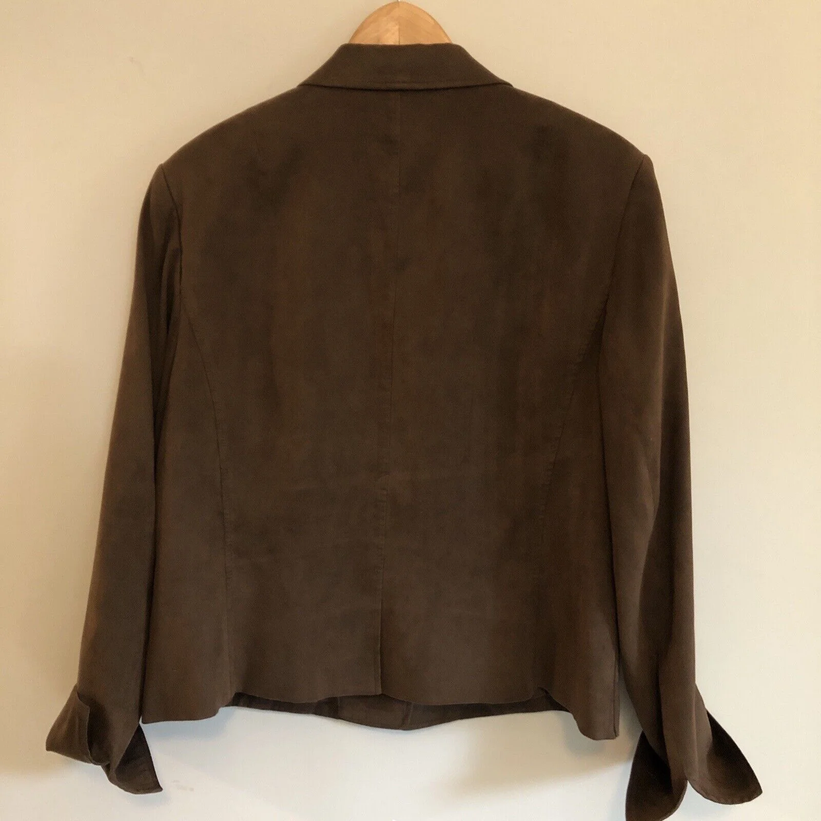 Womens Jacket Faux Suede Brown Size 16 Stretchy Fall Color Lightweight by Talbots - Image 2