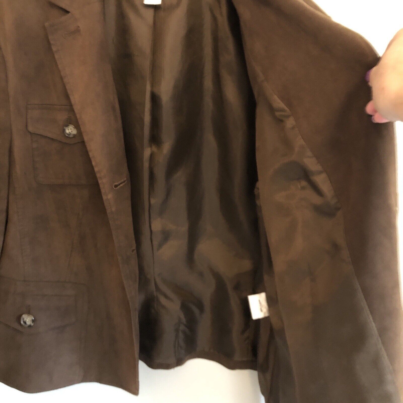 Womens Jacket Faux Suede Brown Size 16 Stretchy Fall Color Lightweight by Talbots - Image 6