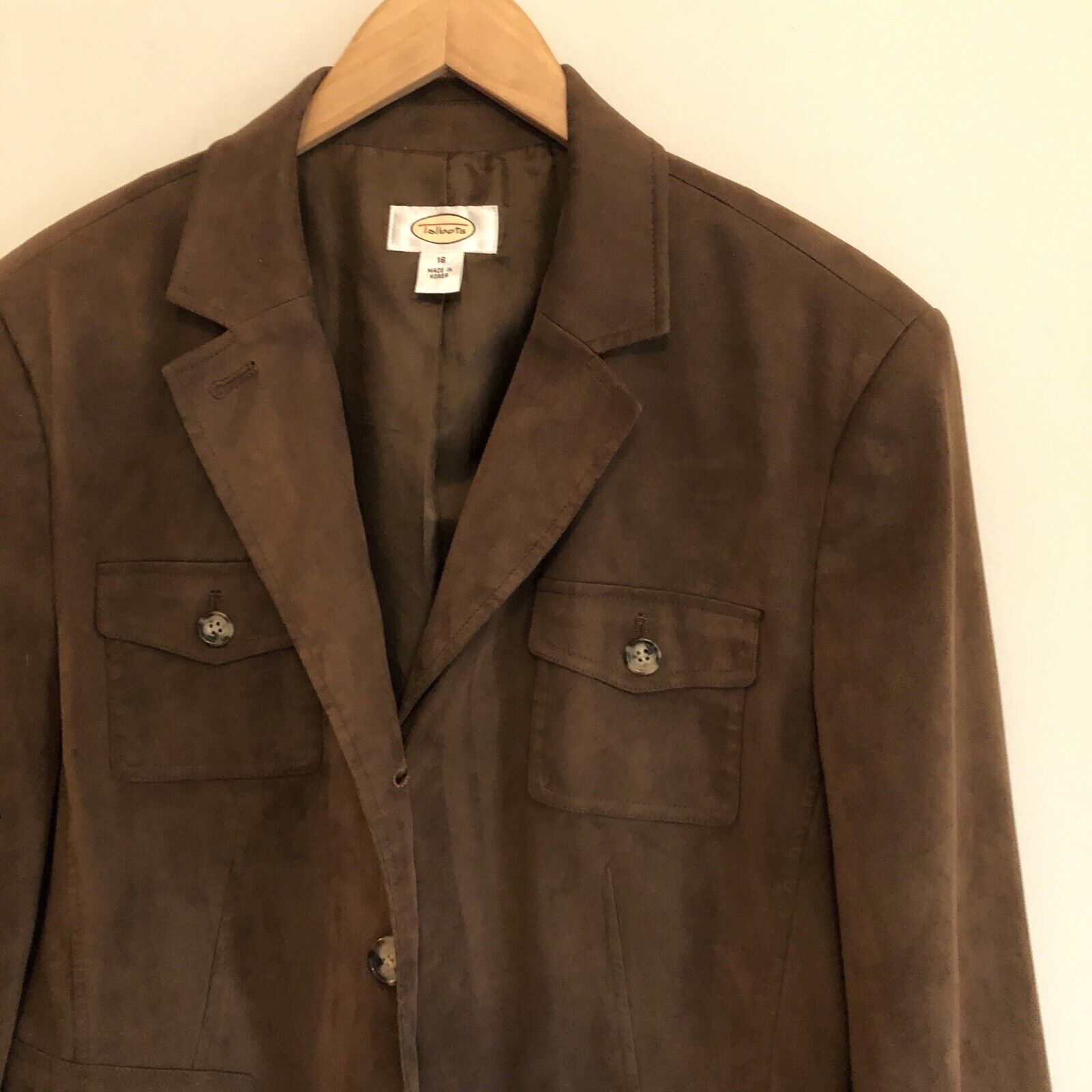 Womens Jacket Faux Suede Brown Size 16 Stretchy Fall Color Lightweight by Talbots - Image 7