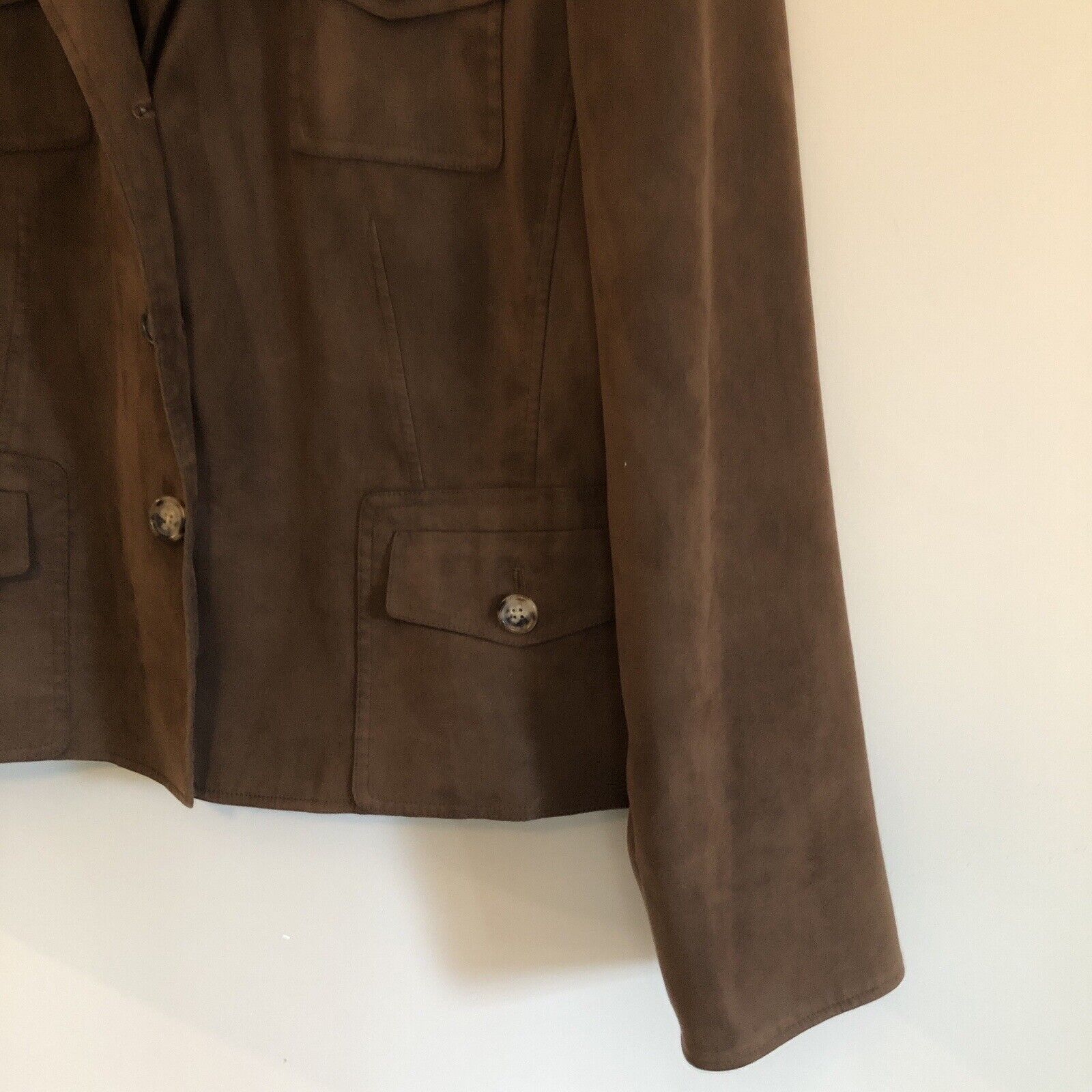 Womens Jacket Faux Suede Brown Size 16 Stretchy Fall Color Lightweight by Talbots - Image 8