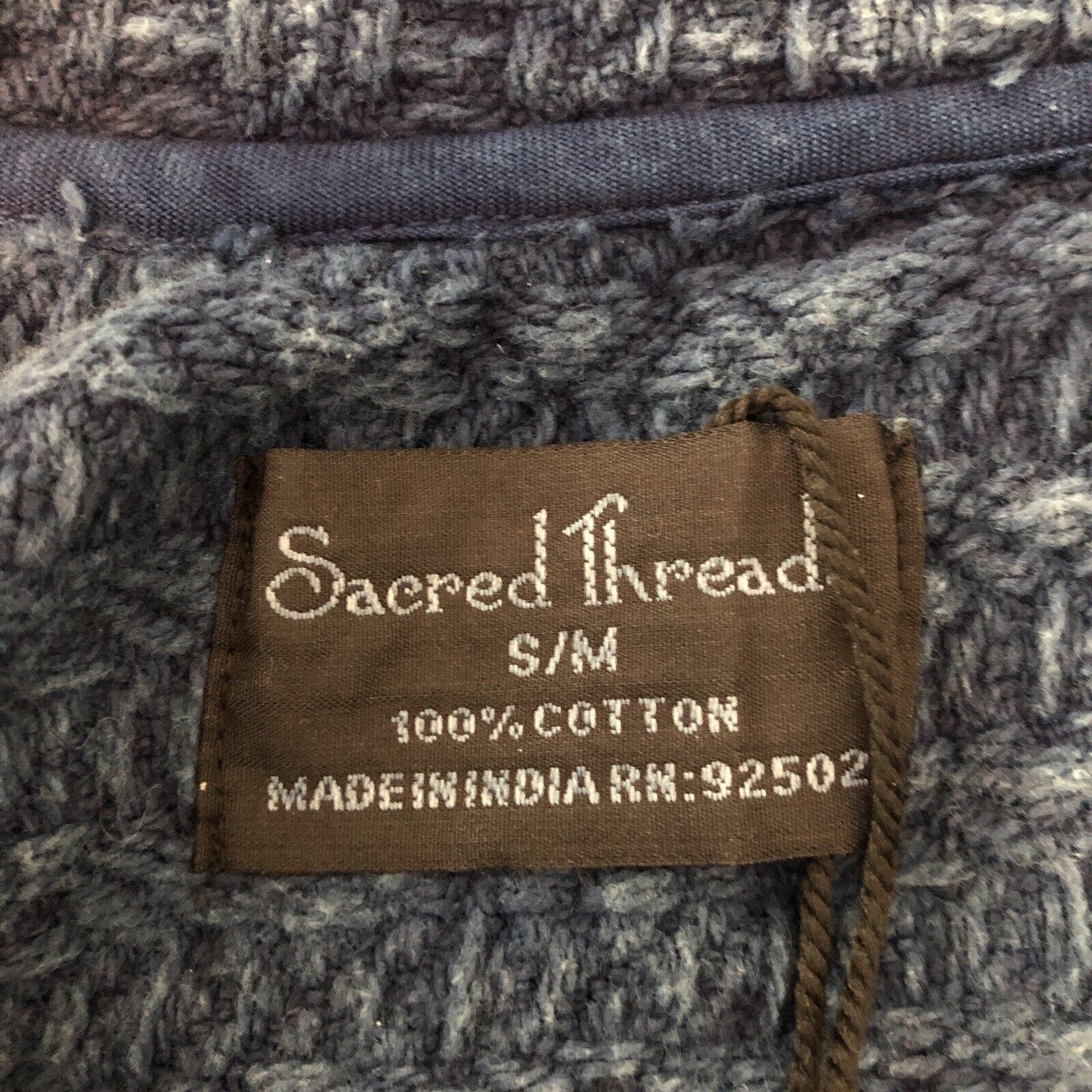 Womens Open Cardigan Jacket Small/med Blue Cotton Woven Tassels by Sacred Threads - Image 3