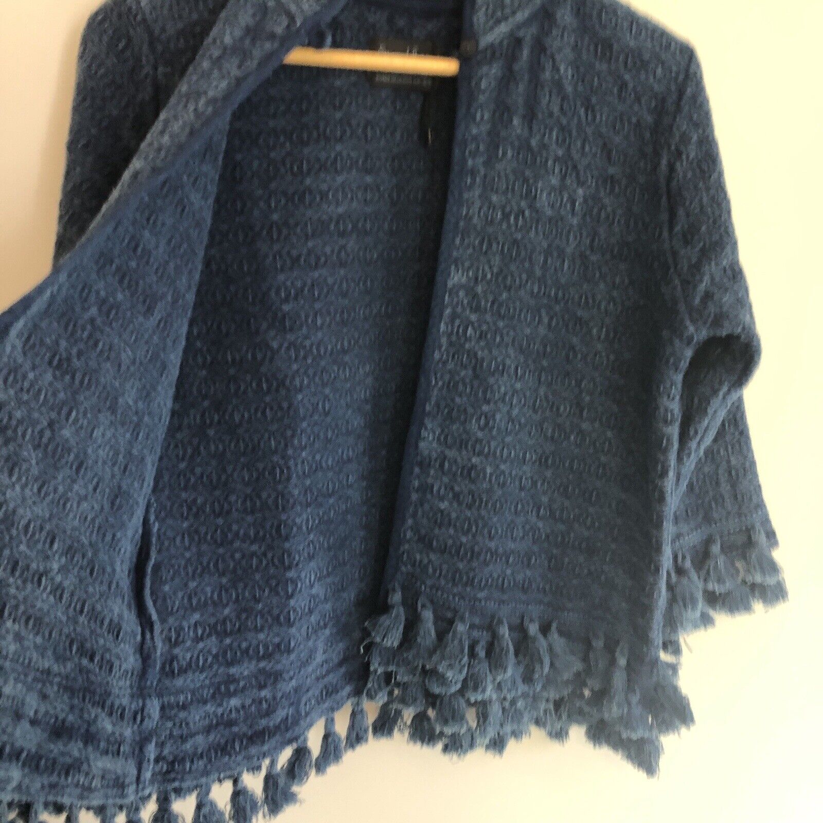 Womens Open Cardigan Jacket Small/med Blue Cotton Woven Tassels by Sacred Threads - Image 5