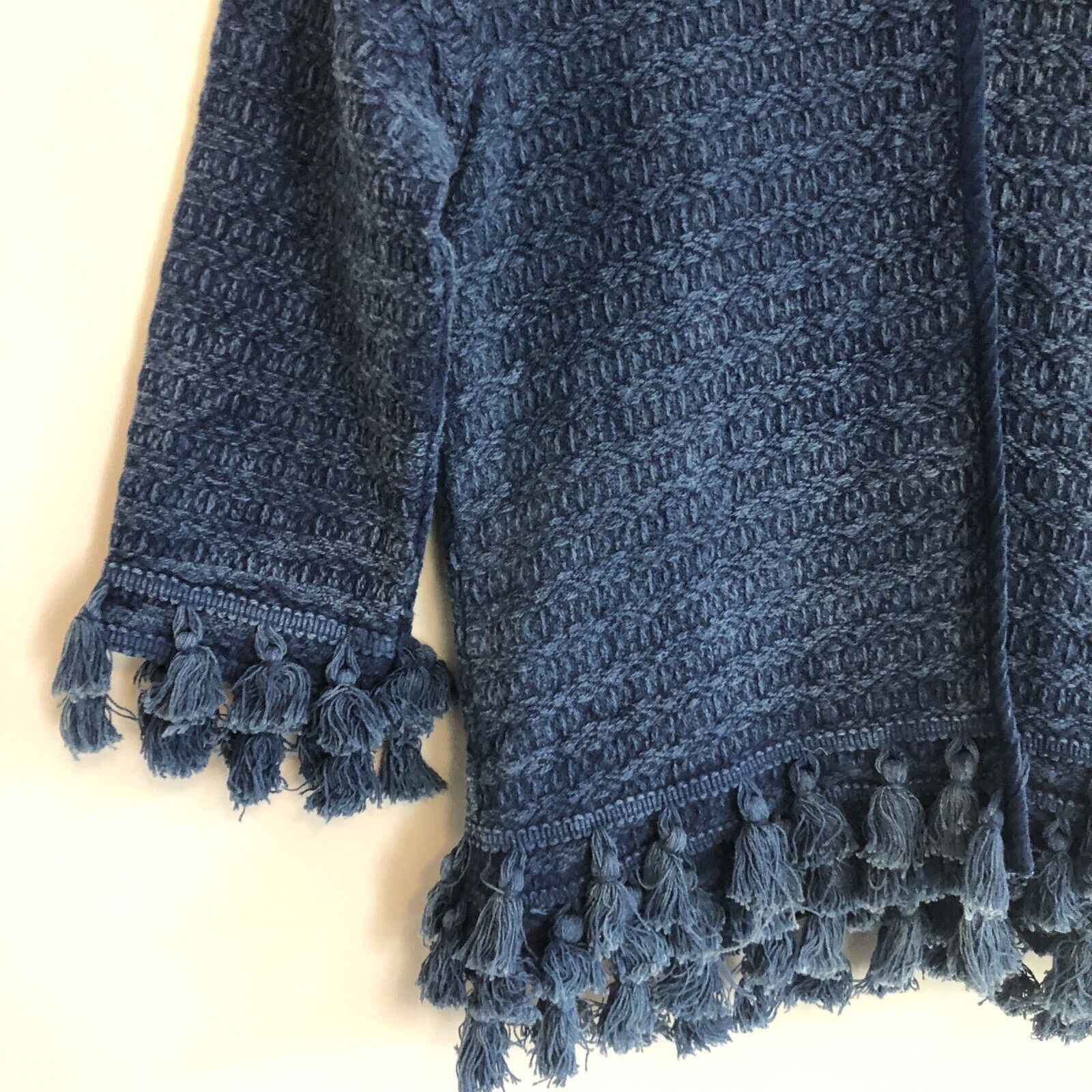 Womens Open Cardigan Jacket Small/med Blue Cotton Woven Tassels by Sacred Threads - Image 7