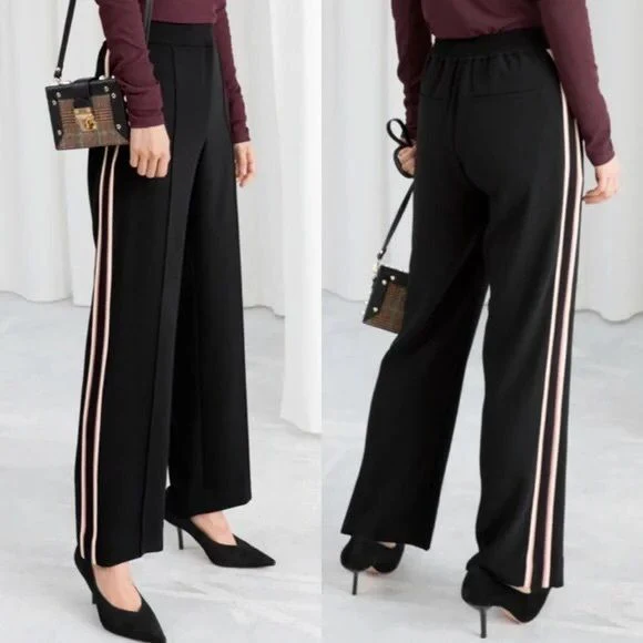 Womens Straight Leg Pants Paris Atelier Size 6 Racer Black Nwot by Paris Atelier & Other Stories - Image 3