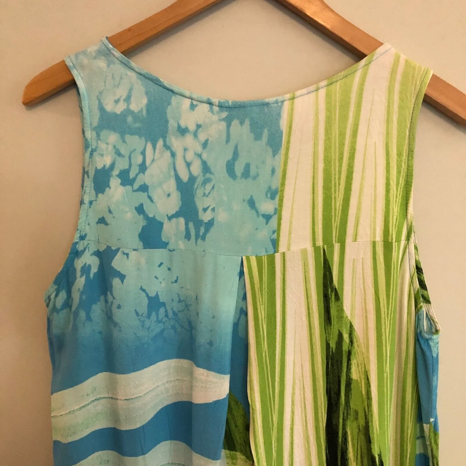 Womens Tropic Tank Dress Vintage Medium Blue Green Vacation Hawaiian by Jams World - Image 10