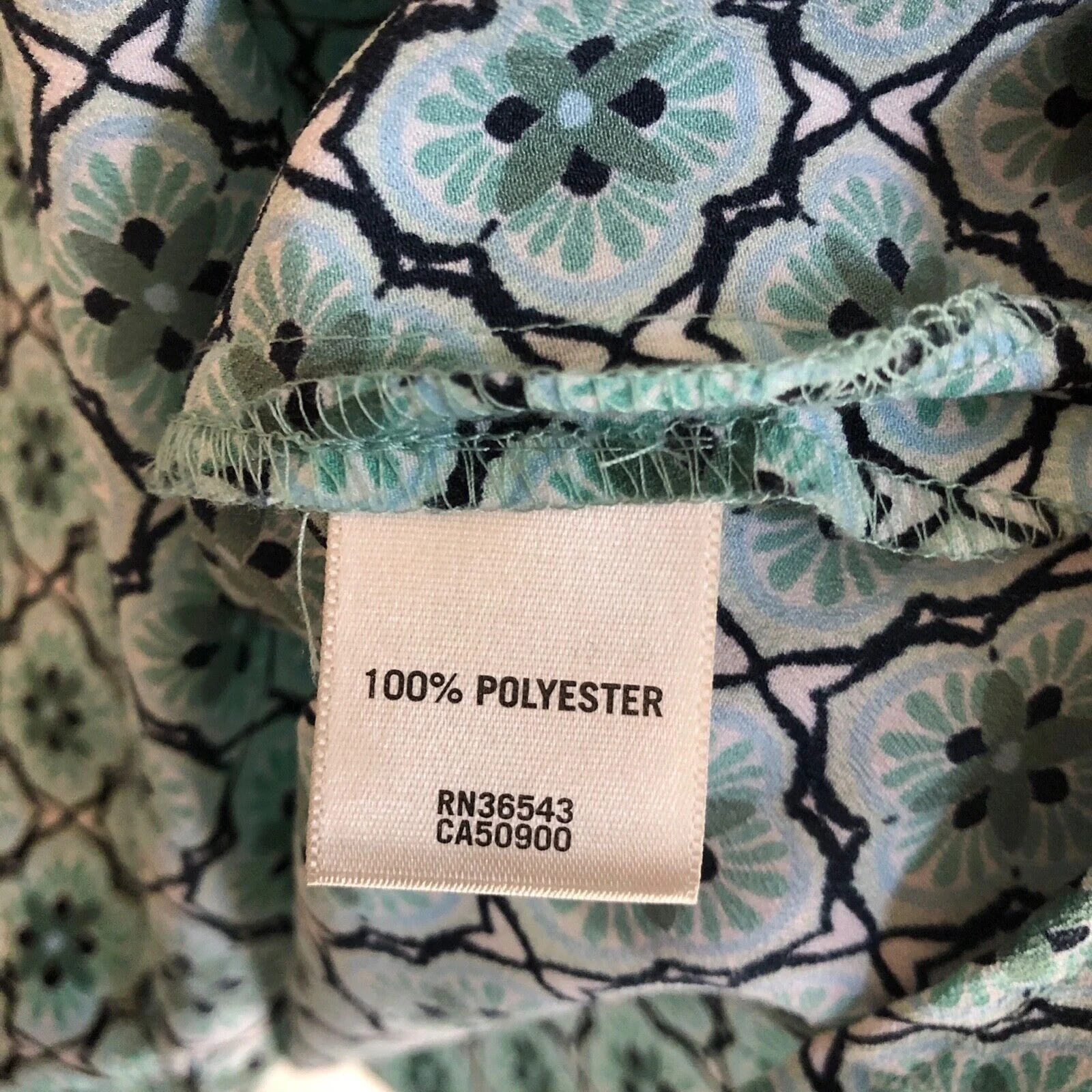 Womens Tunic Blouse Large Blue Green Casual Floral Spring Lightweight by Van Heusen - Image 7