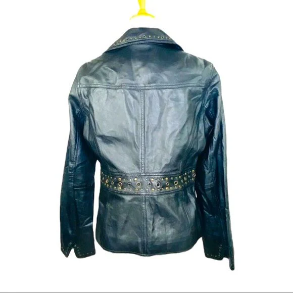 Womens Western Studded Leather Jacket Made In India Black Medium by bagatelle - Image 2