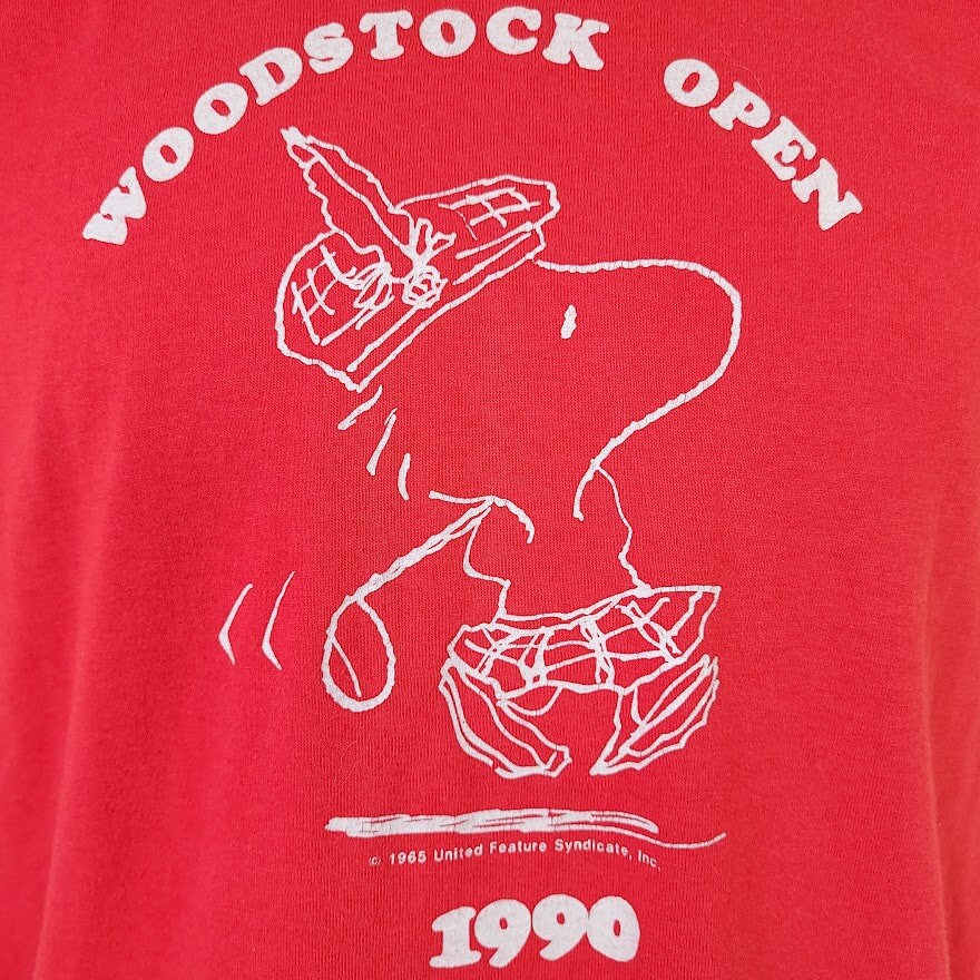 Woodstock Open T-Shirt Vintage 90s Golf Peanuts Made In Usa Mens Size Small - Image 2