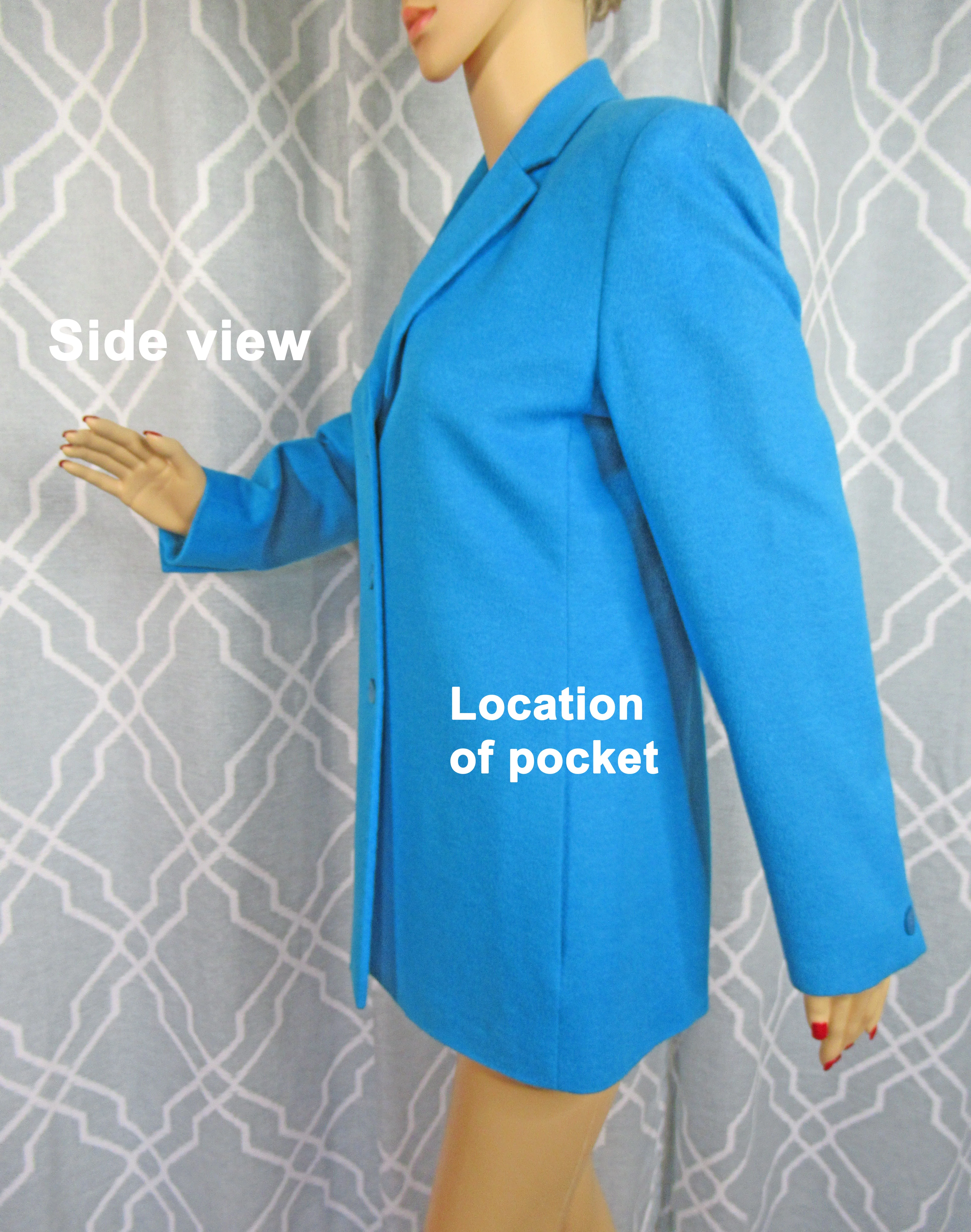 Wool Angora, Cashmere Bright Teal Sz 6 Blazer By Austin Reed - Image 4