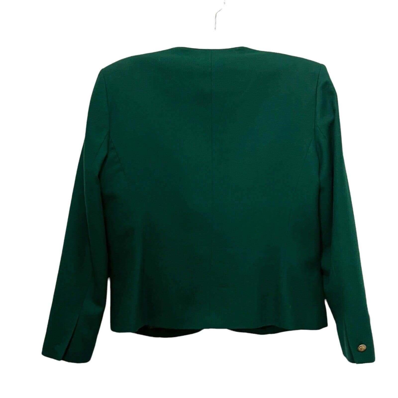 Wool Blazer Jacket Women Size 10 Green Preppy Librarian Secretary Chic by Talbots - Image 2