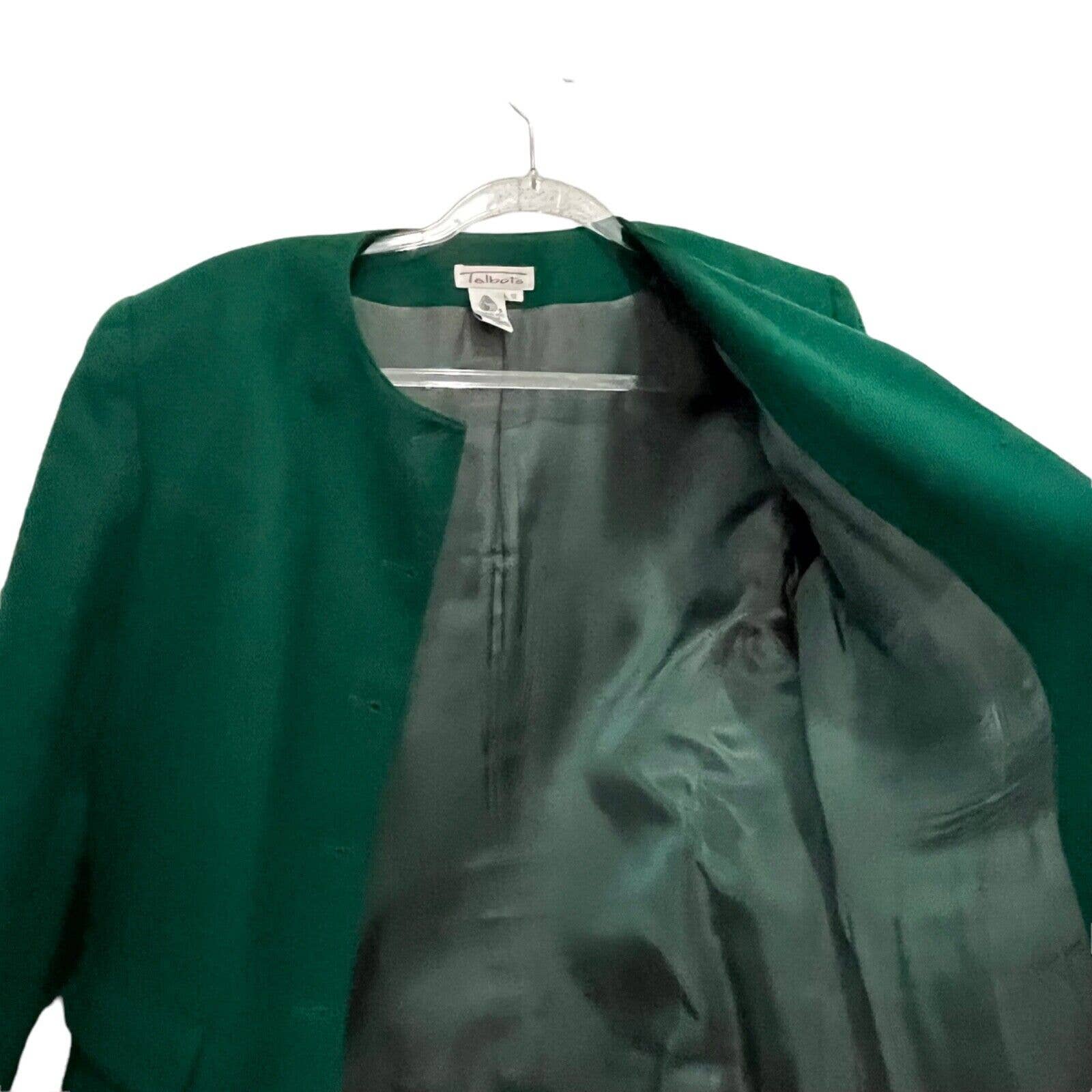 Wool Blazer Jacket Women Size 10 Green Preppy Librarian Secretary Chic by Talbots - Image 4