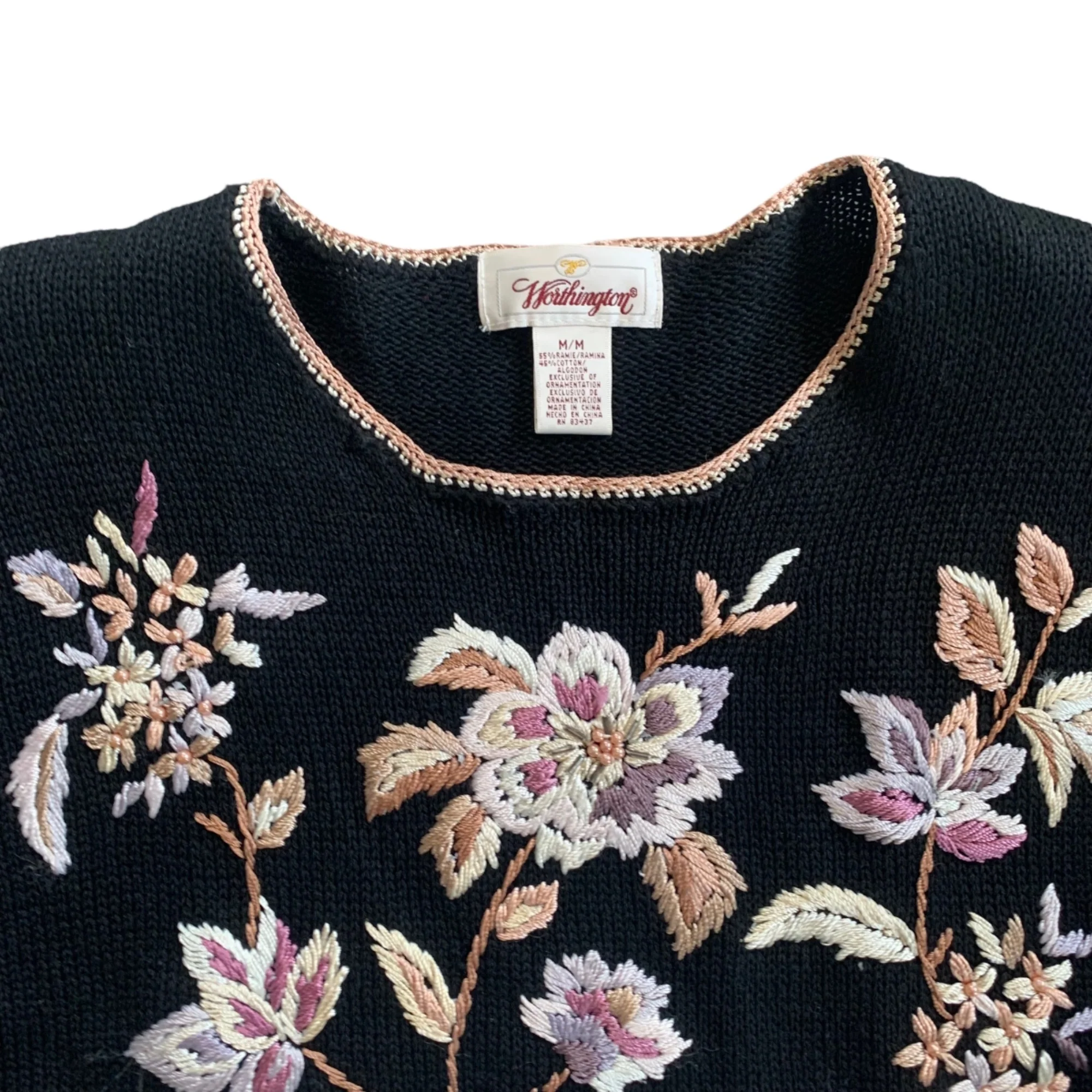 Worthington Floral Embroidered Beaded Sweater By Worthington - Image 5