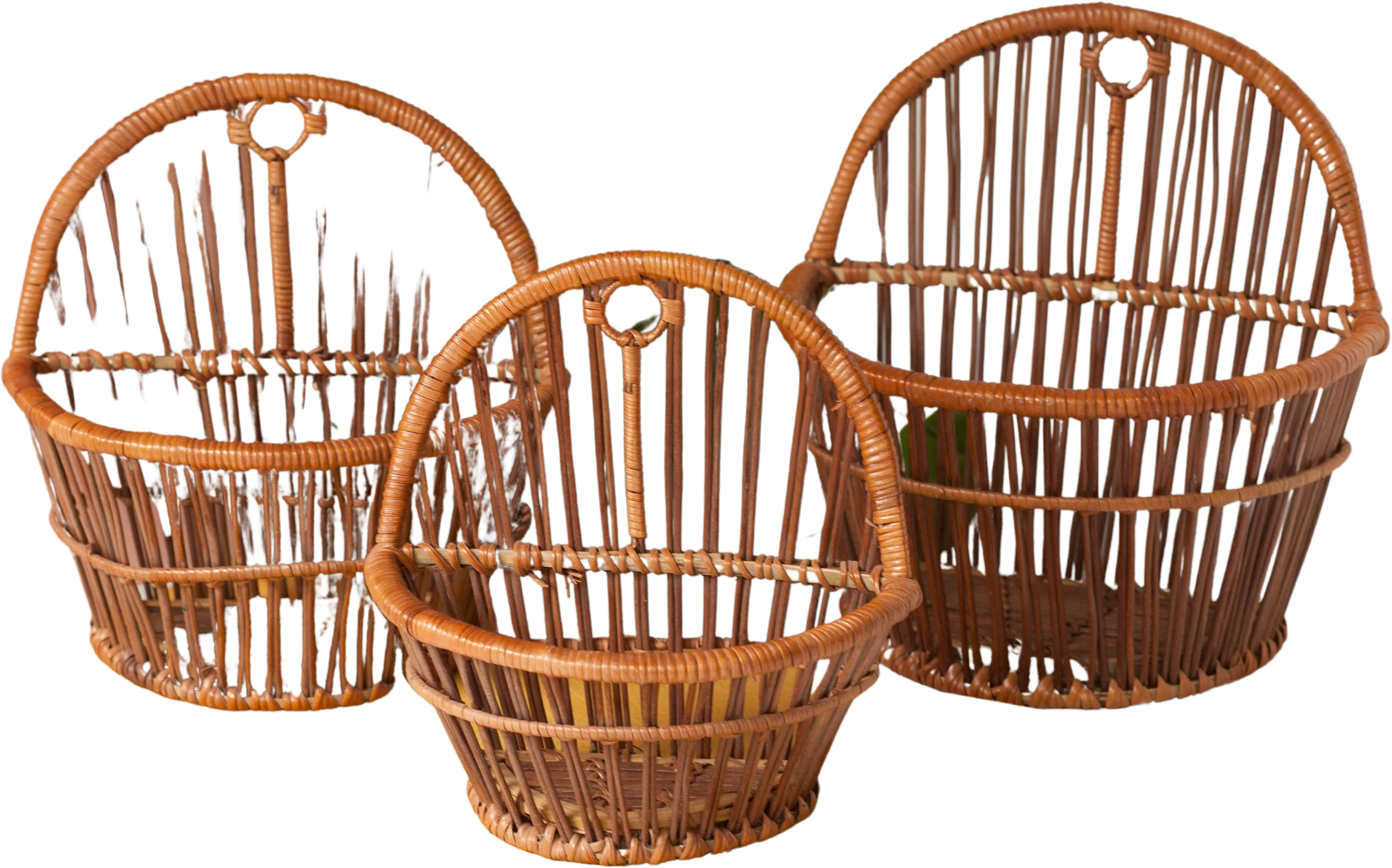 Woven Hanging Wall Plant Holder Set of Three Nesting Baskets