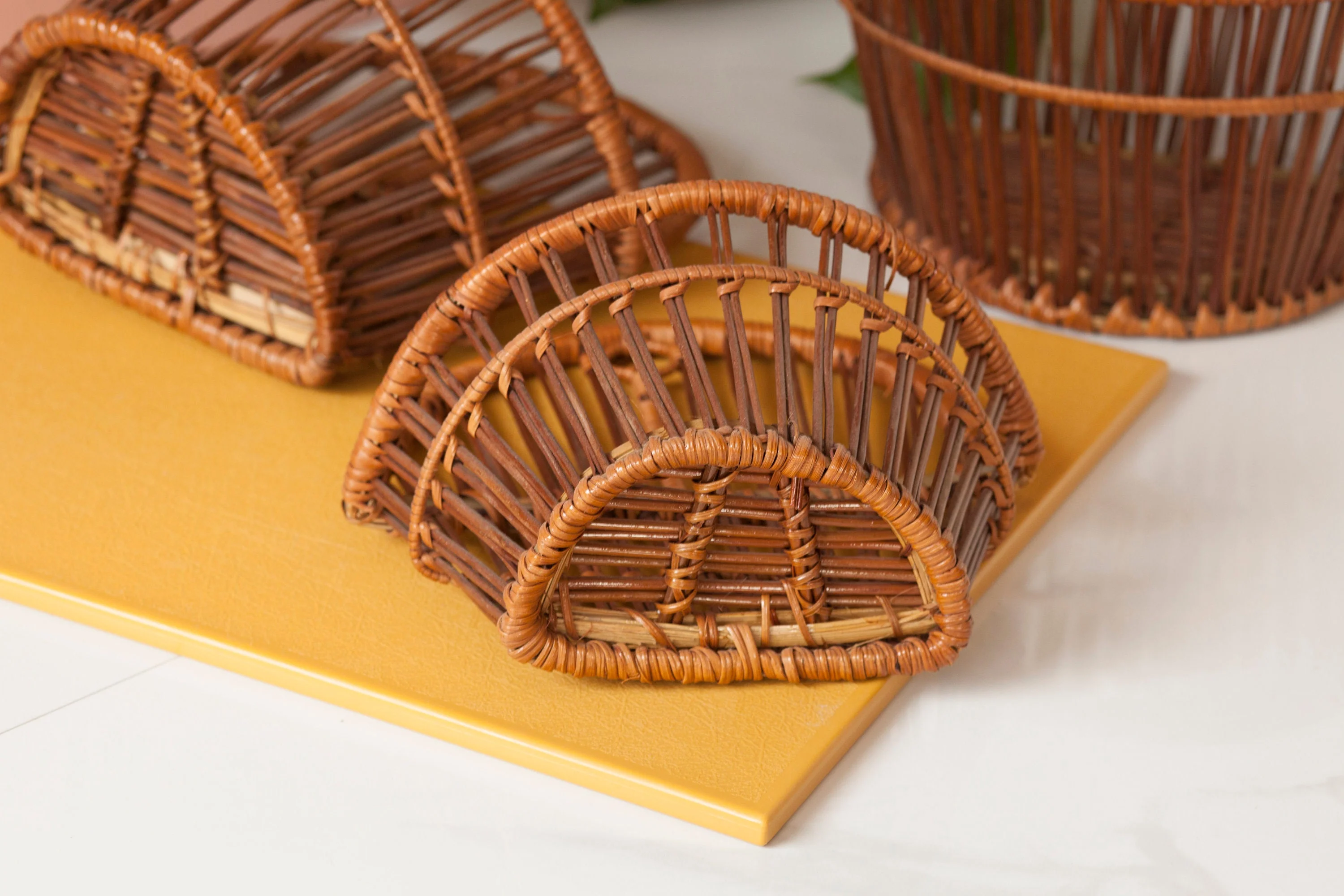 Woven Hanging Wall Plant Holder Set of Three Nesting Baskets - Image 5