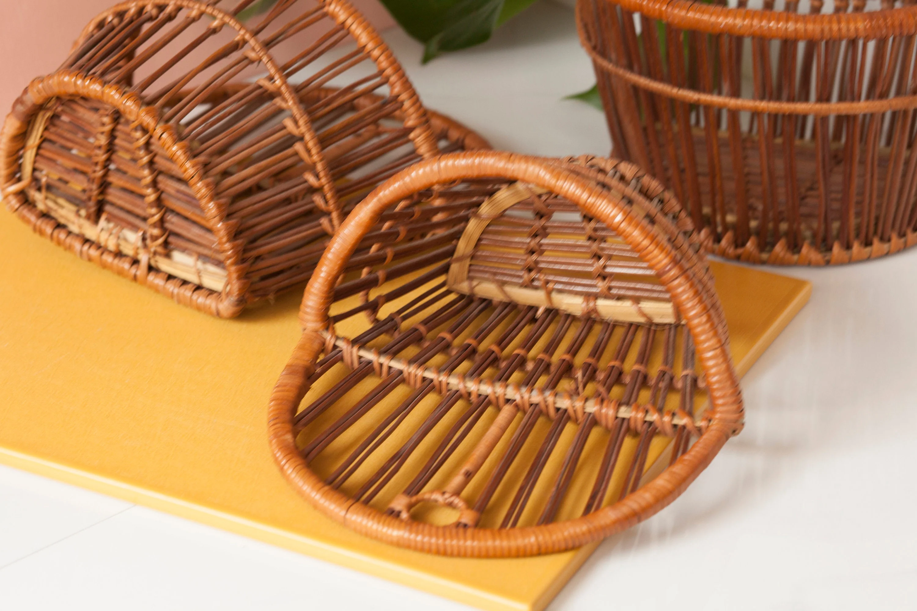 Woven Hanging Wall Plant Holder Set of Three Nesting Baskets - Image 6