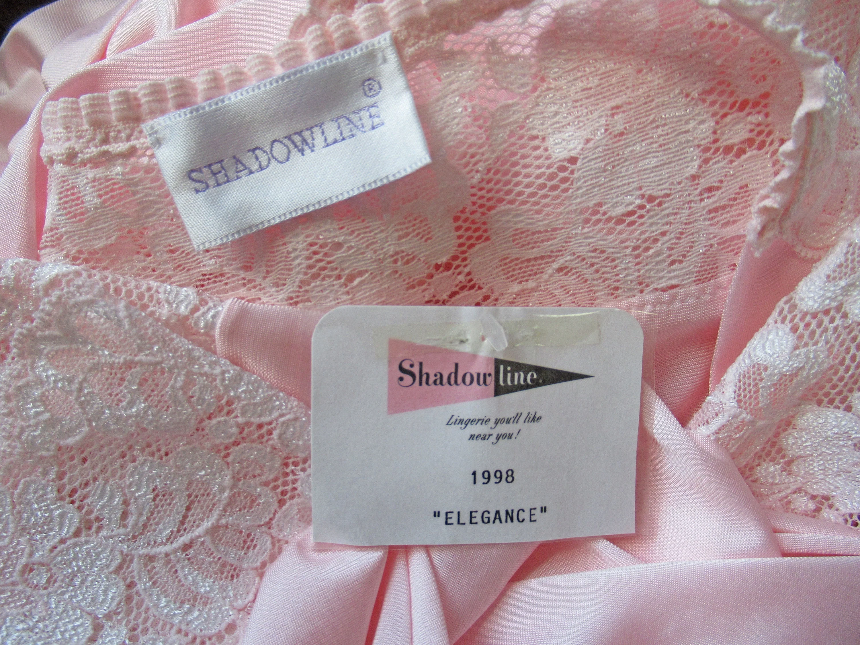 Wrap Front Robe 1998 Pastel Pink Shadowline Nylon Beautiful Floral Lace Shoulders and Cuffs Made Usa by Shadowline - Image 8