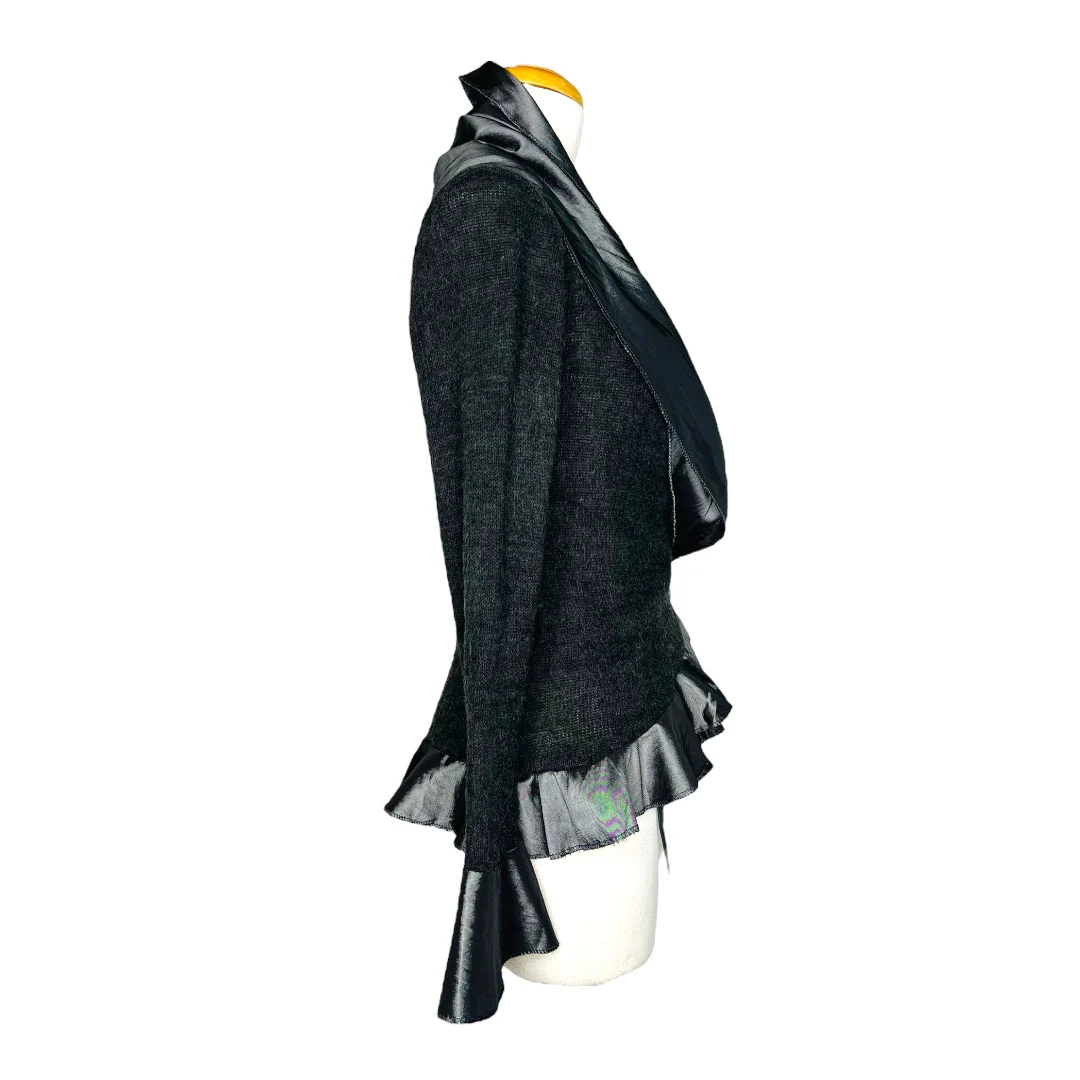 Wrap Sweater Vintage 90s Scalloped Satin Hem Wool Blend by Francesco - Image 5