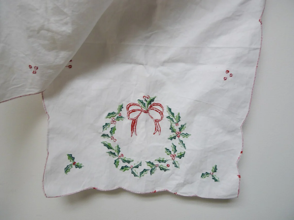 Wreaths Machine Embroidered Table Runner - Image 6