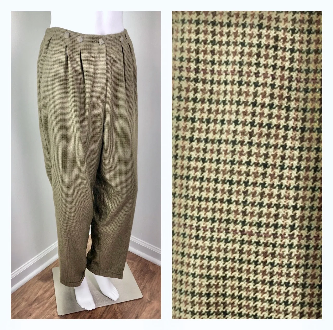 Xs To Small Vintage 90s Houndstooth Pants Sz 5 by Contempt Casuals - Image 3