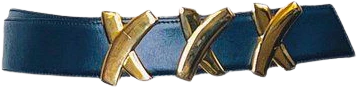 Xxx Gold Buckle Navy Blue Belt 18 Kt Gold Plated Over Metal L/80 by Paloma Picasso