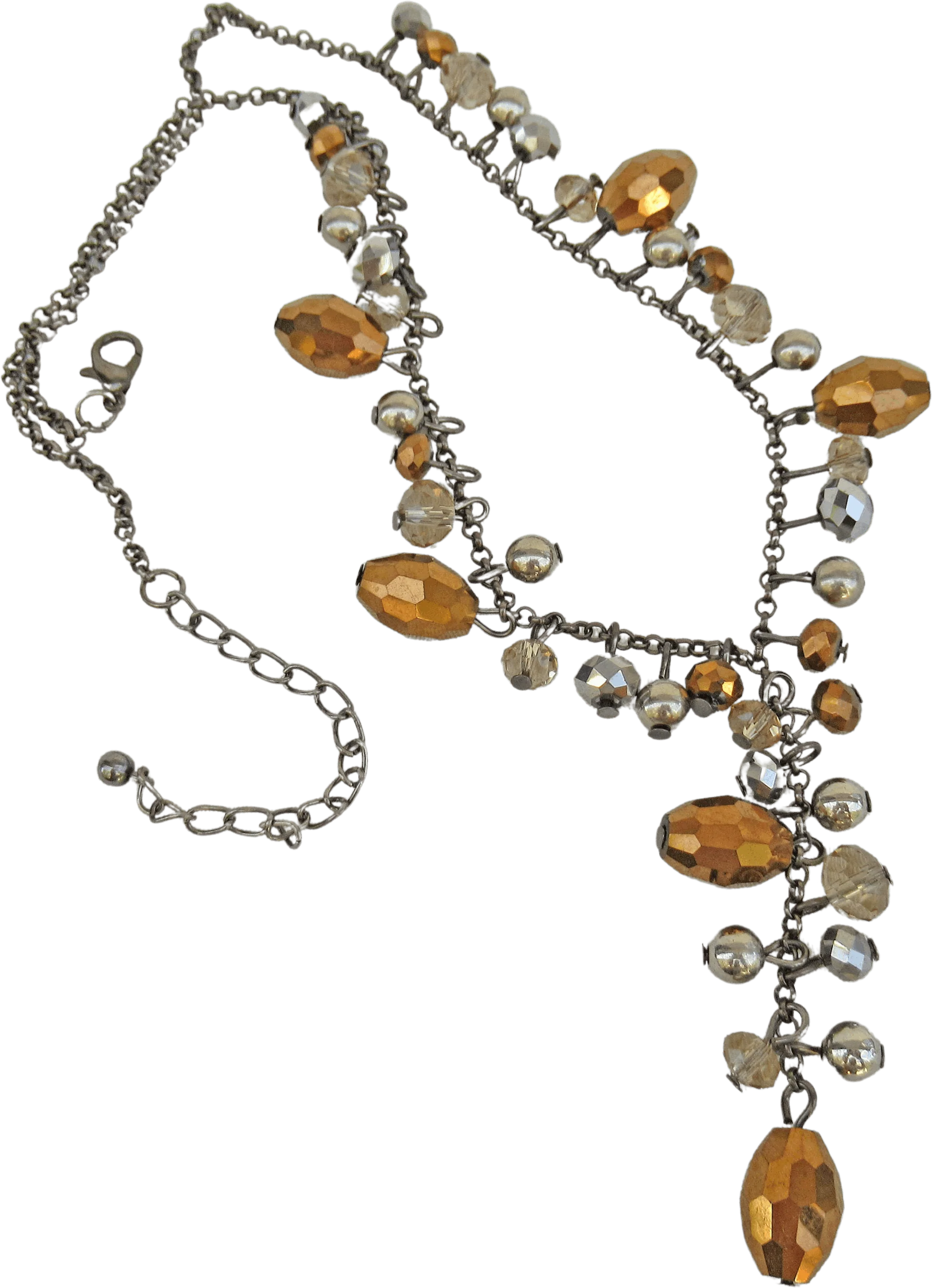 Y-Style Necklace Inspired by 90s Tv Show Friends Bronze Copper Faceted Beads