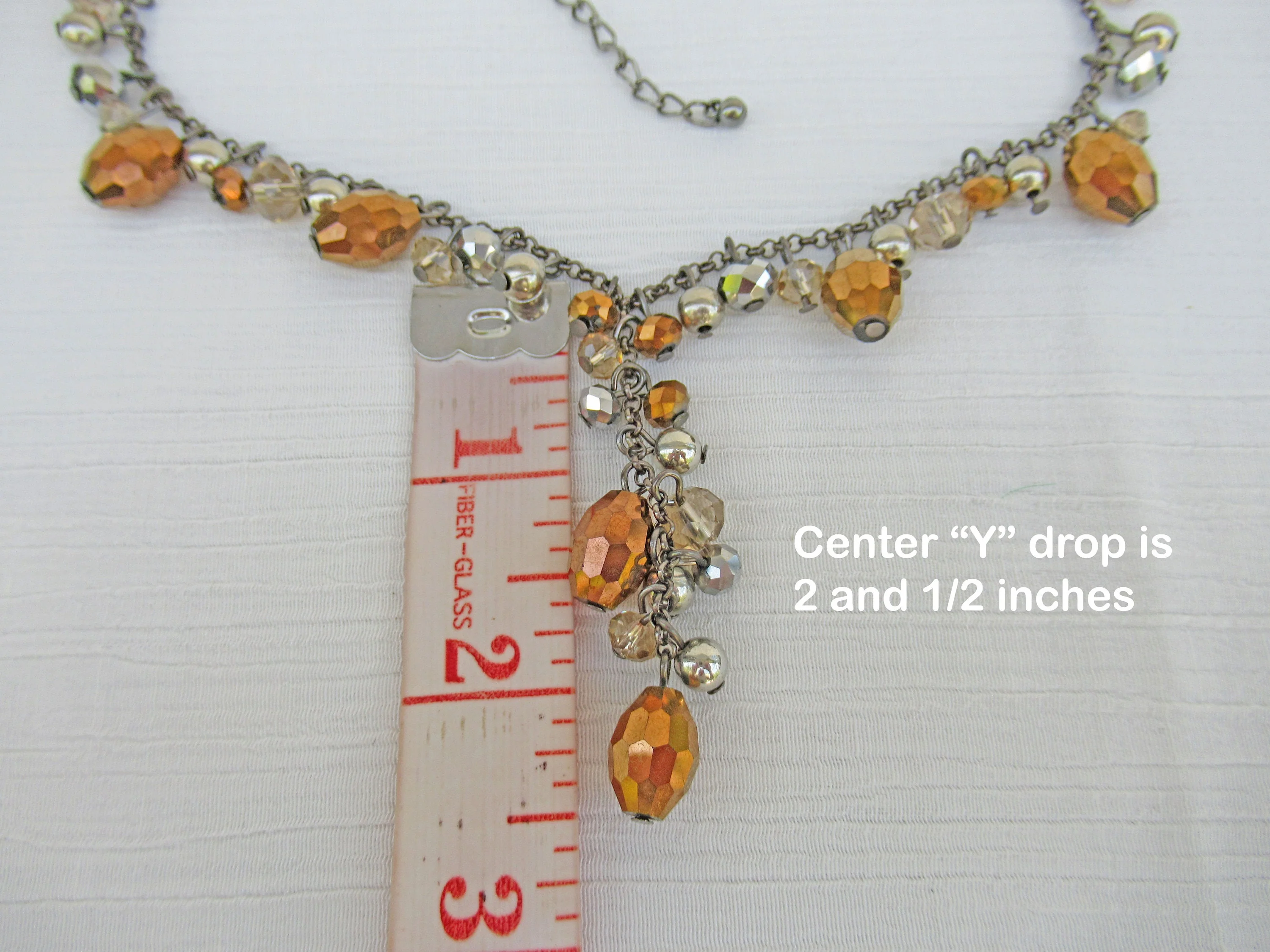 Y-Style Necklace Inspired by 90s Tv Show Friends Bronze Copper Faceted Beads - Image 4