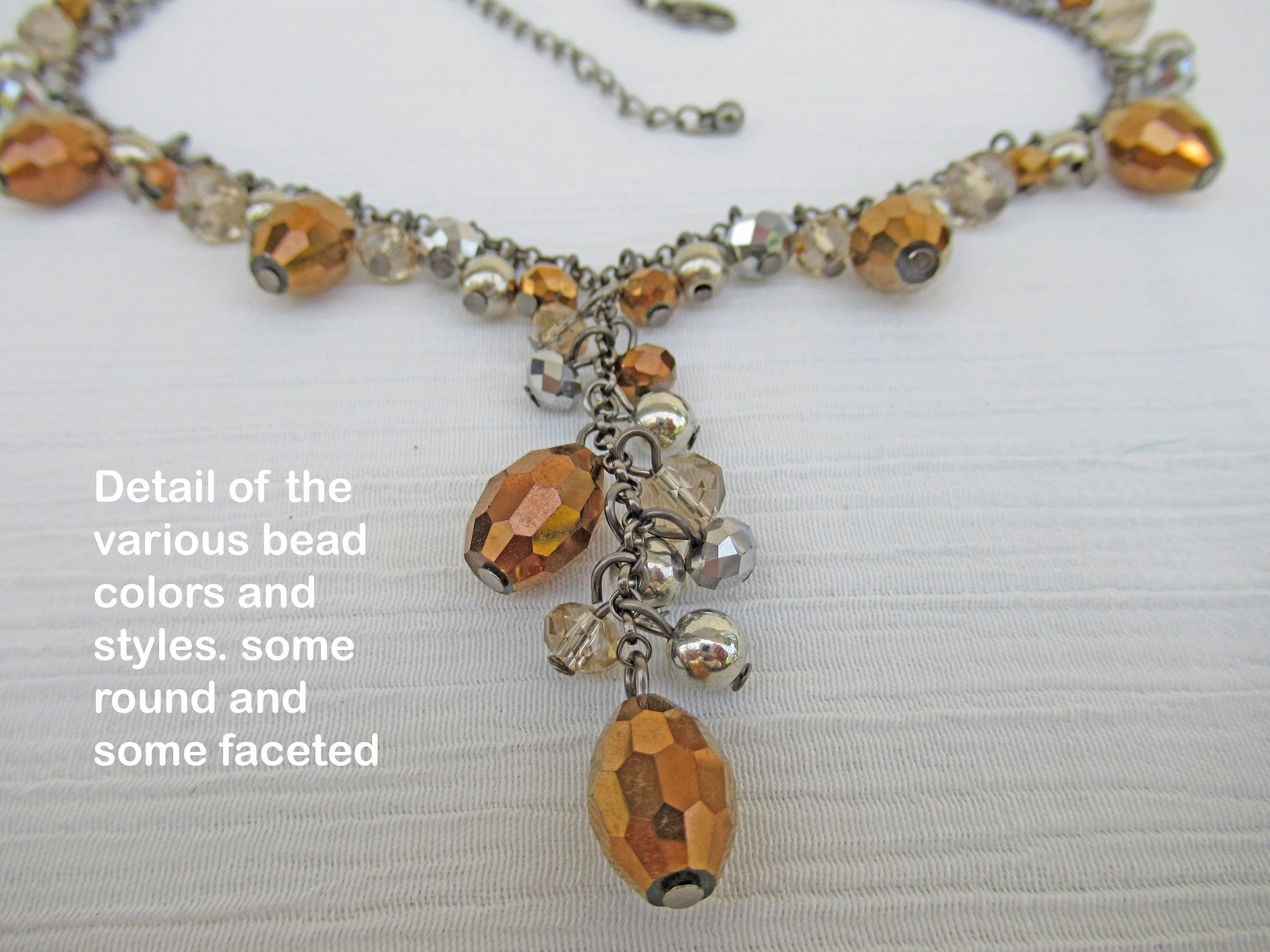 Y-Style Necklace Inspired by 90s Tv Show Friends Bronze Copper Faceted Beads - Image 6
