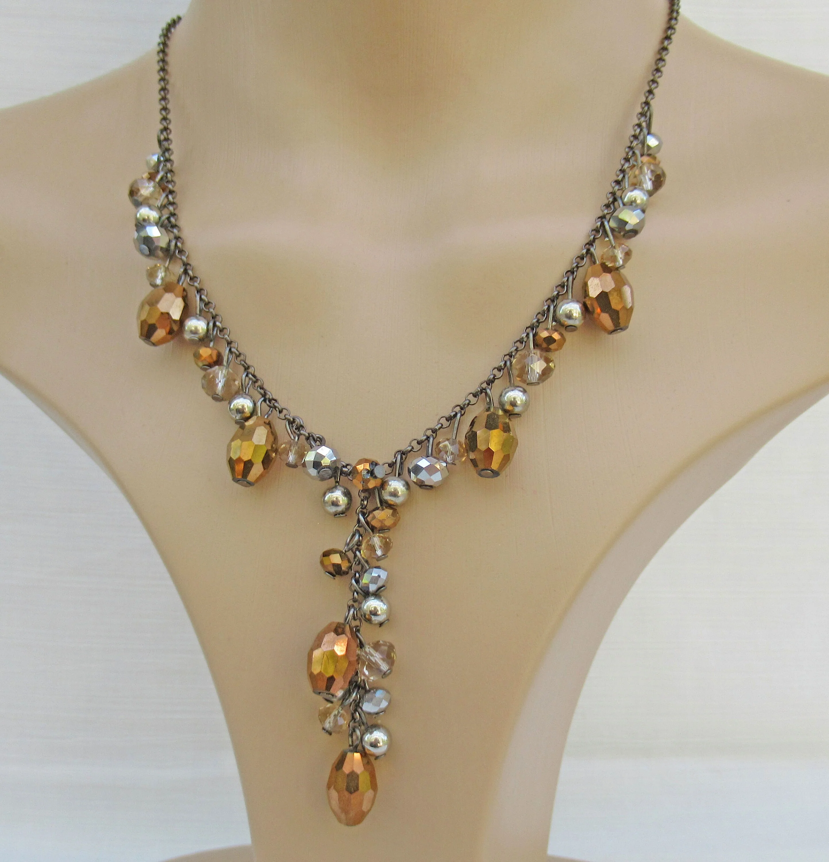 Y-Style Necklace Inspired by 90s Tv Show Friends Bronze Copper Faceted Beads - Image 7