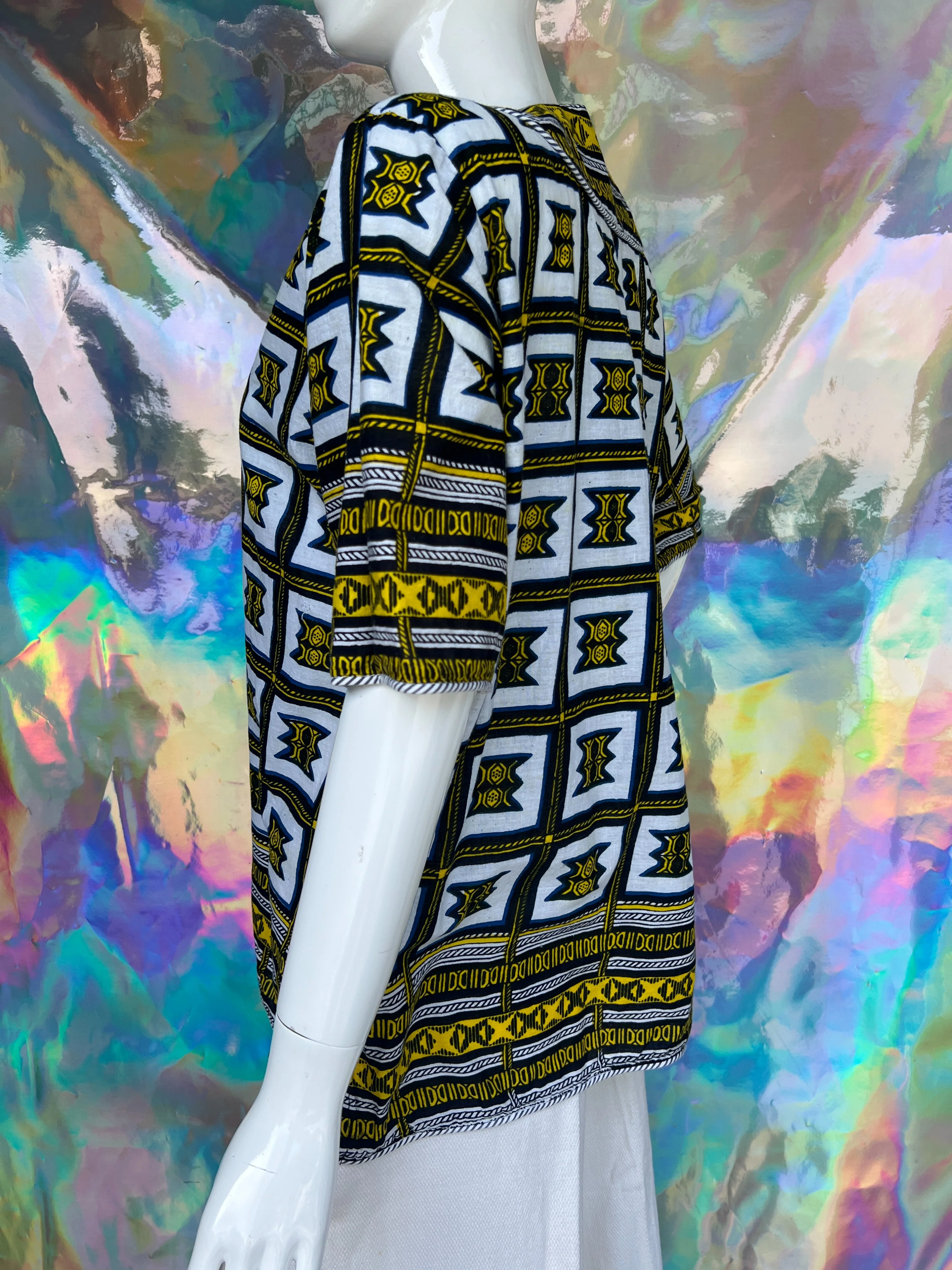 Yellow and White Lightweight Patterned Tunic Top - Image 5