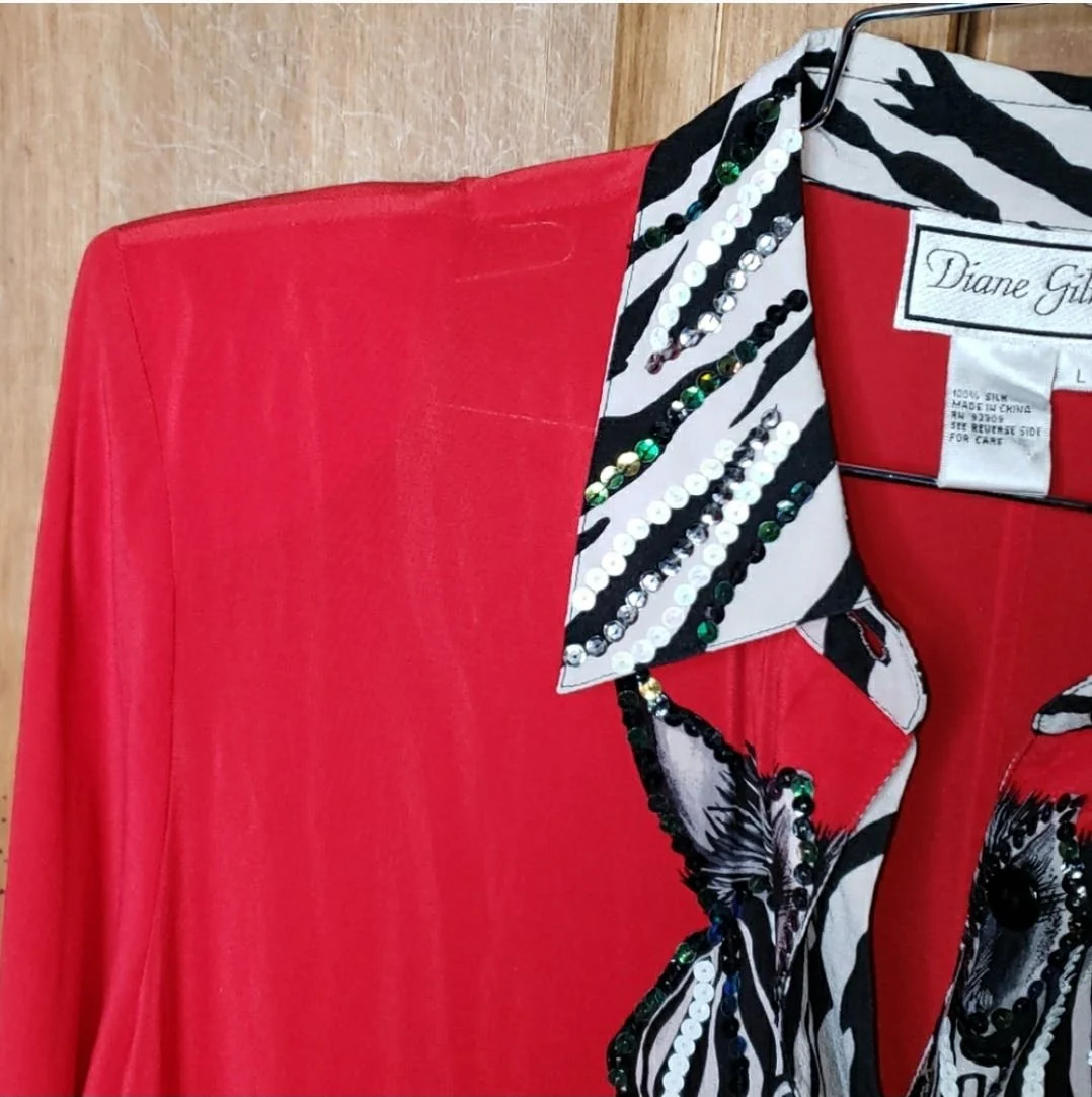 Silk Zebra Sequin Tunic Blouse by Diane Gilman - Image 14