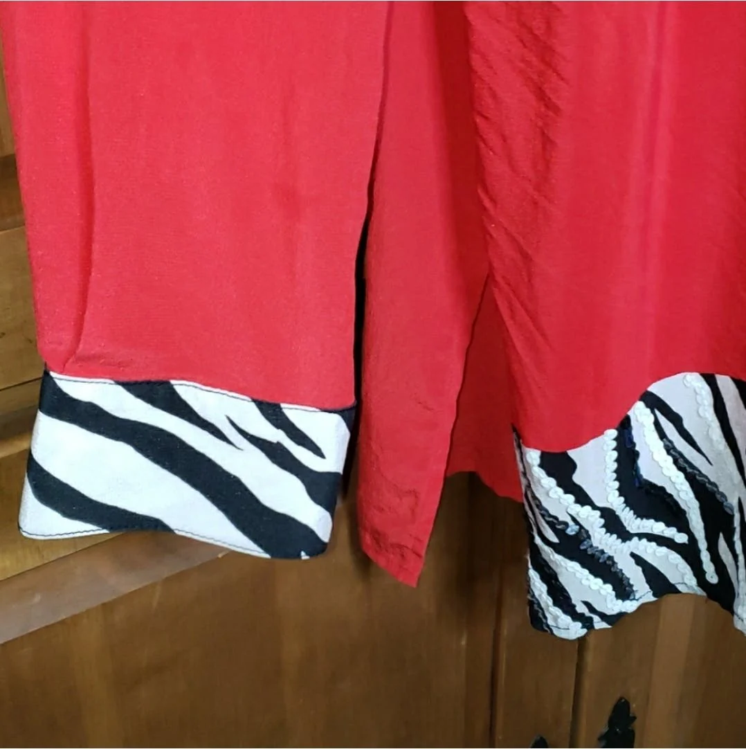 Silk Zebra Sequin Tunic Blouse by Diane Gilman - Image 9