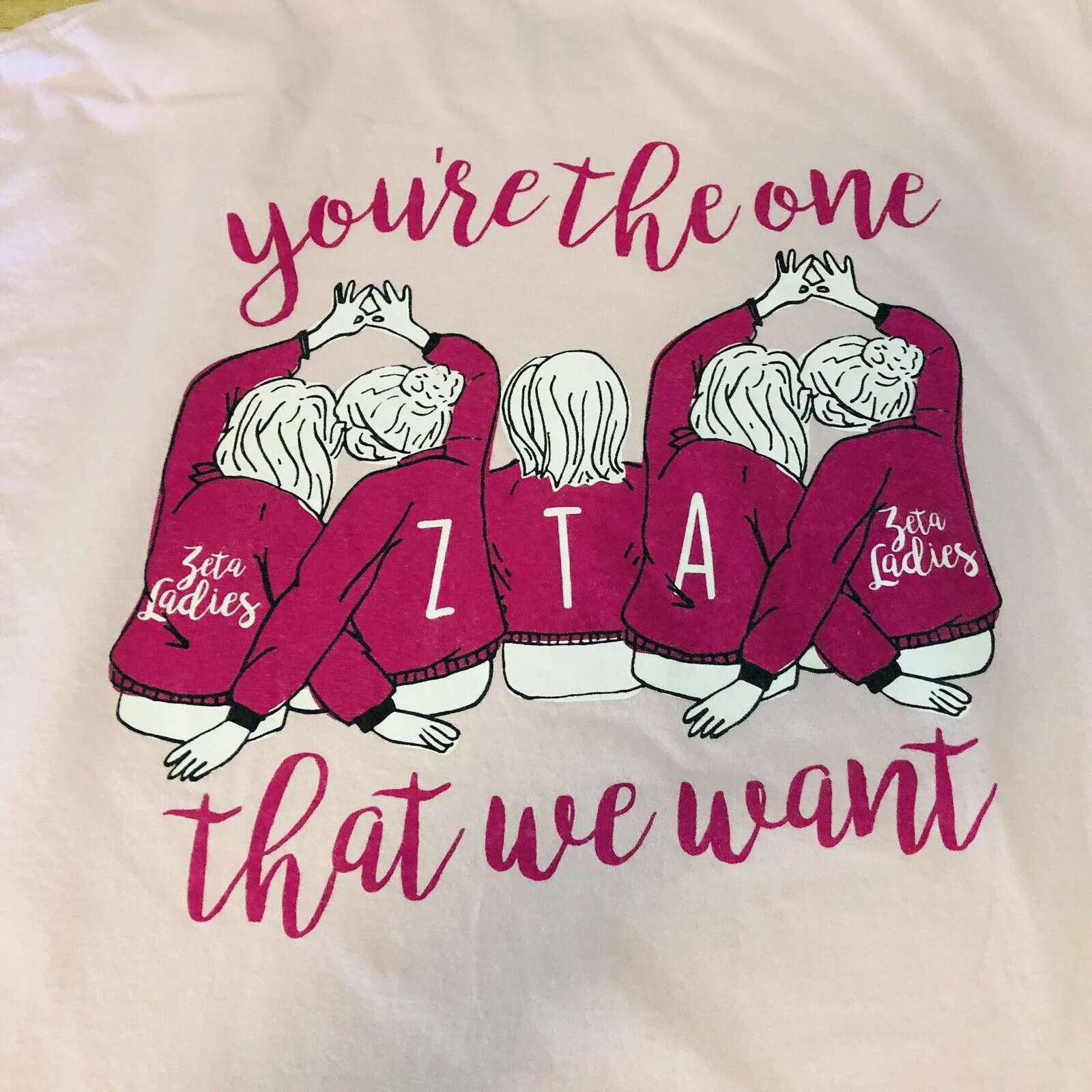 Zeta Tau Alpha Sorority Rush Bid Day Pink T-Shirt Size Large by Gildan - Image 2