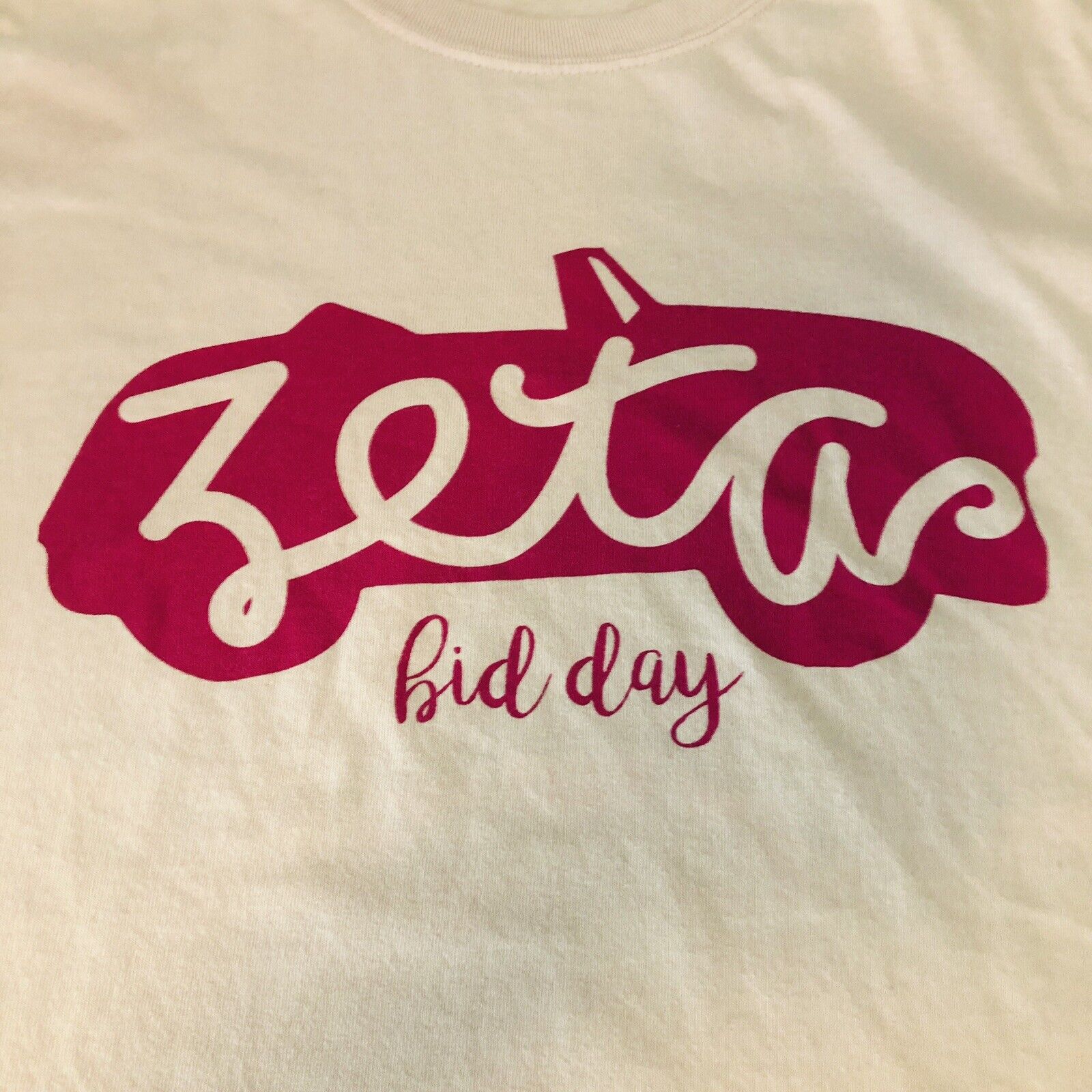 Zeta Tau Alpha Sorority Rush Bid Day Pink T-Shirt Size Large by Gildan - Image 7