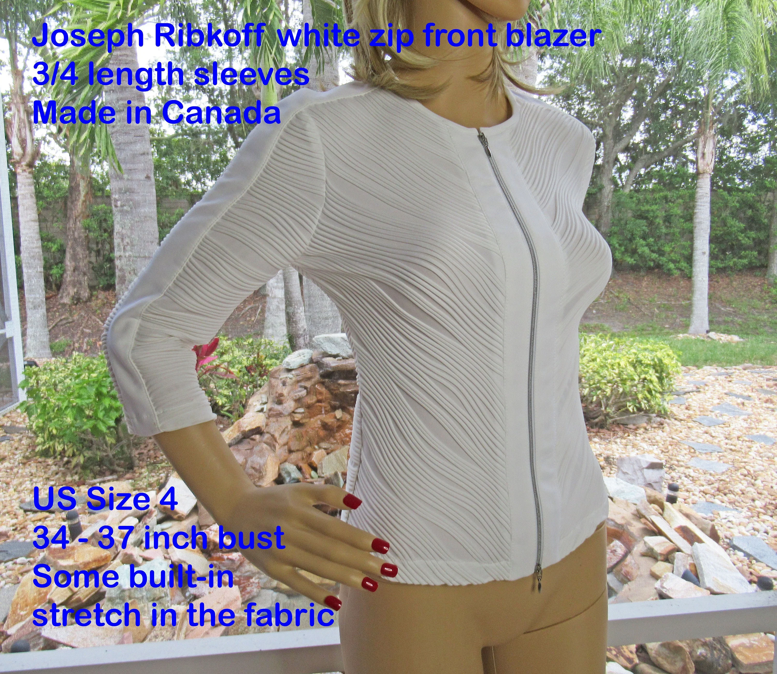 Zip Front Blazer Joseph Ribkoff White Length Sleeves Made In Canada Some Builtin Stretch In The Fabric by Joseph Ribkoff - Image 5